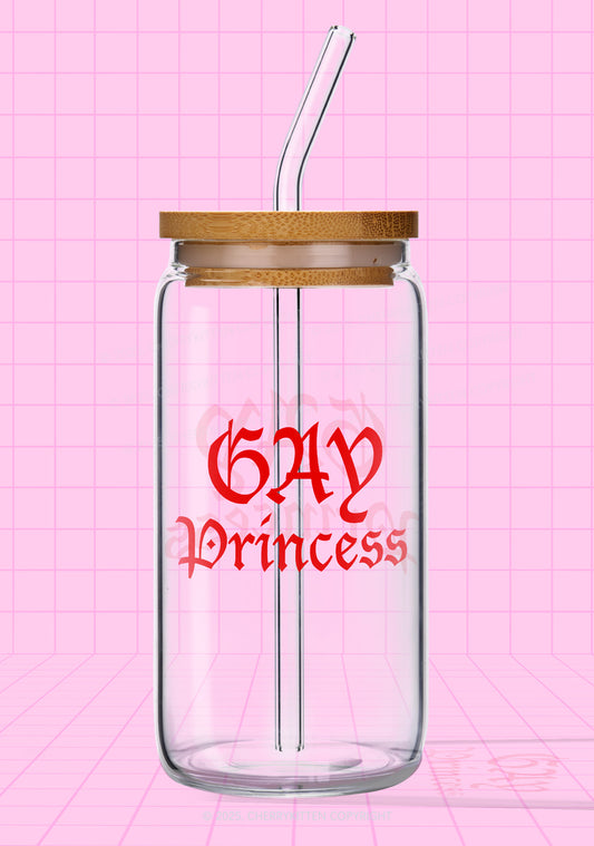 Gay Princess Pride Y2K Printed Glass Cup Cherrykitten