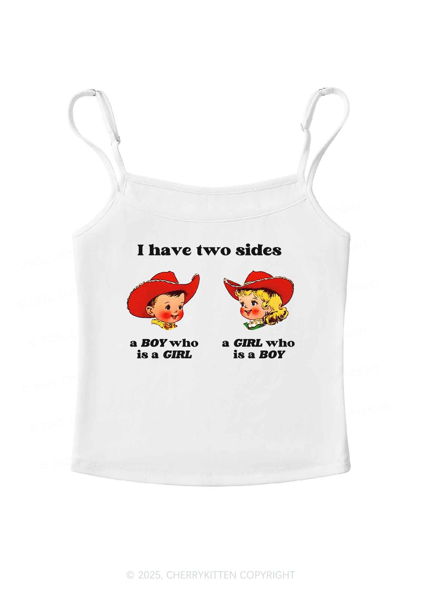 I Have Two Sides Pride Y2K Spaghetti Strap Cami Cherrykitten