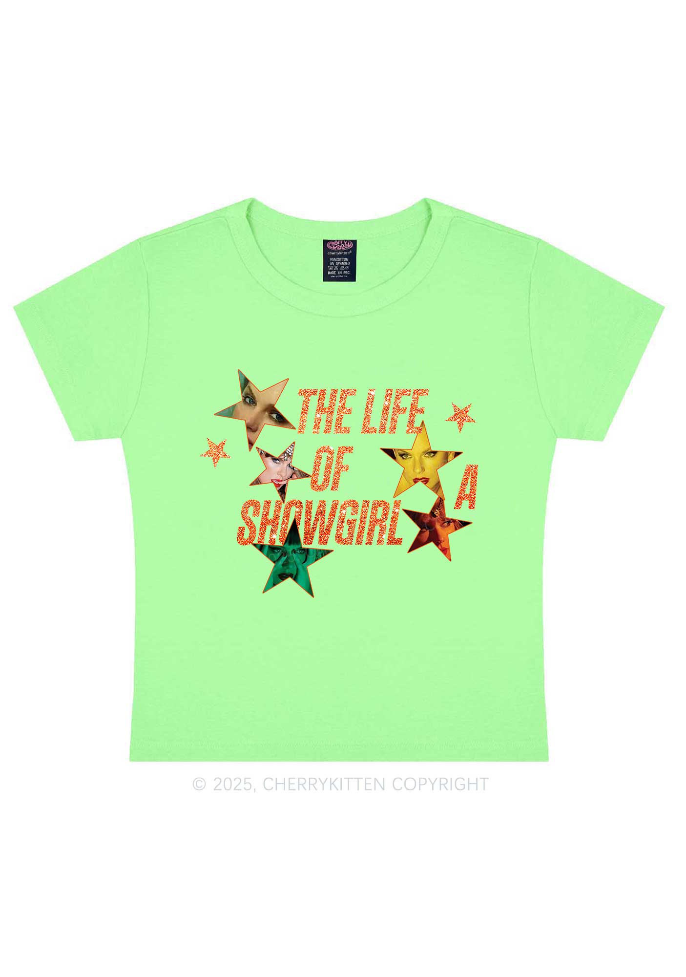 Star TS Photo Y2K Baby Tee Cherrykitten