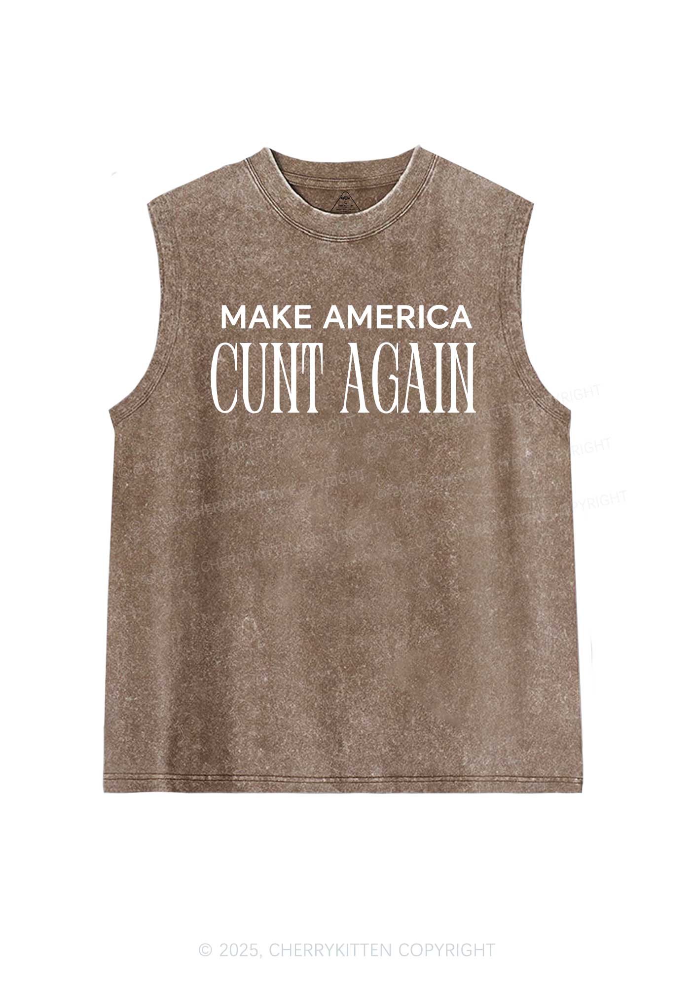 Make America Cxxt Again Y2K Washed Muscle Tank Cherrykitten