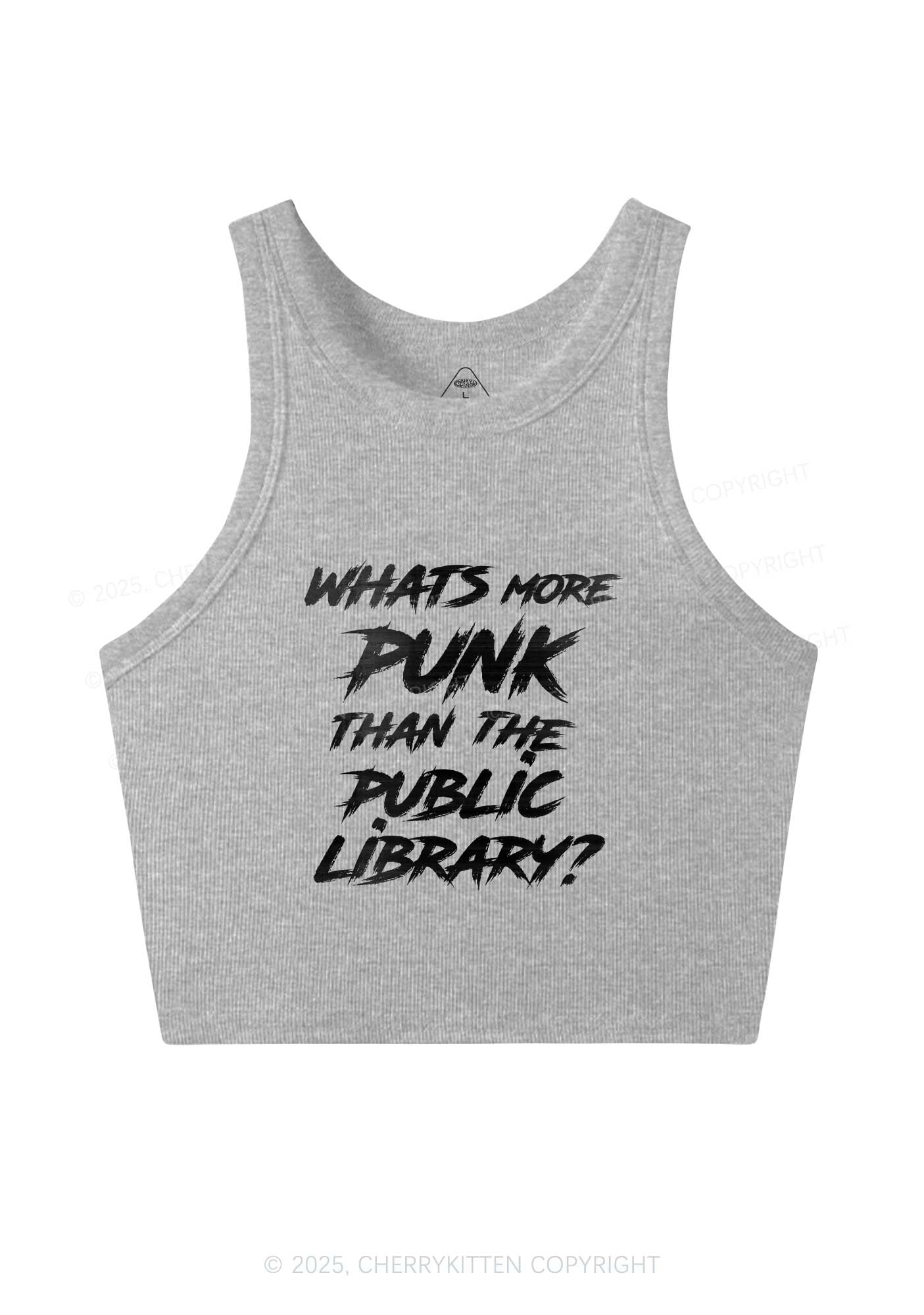 Punk Than Public Library Y2K Crop Tank Top Cherrykitten