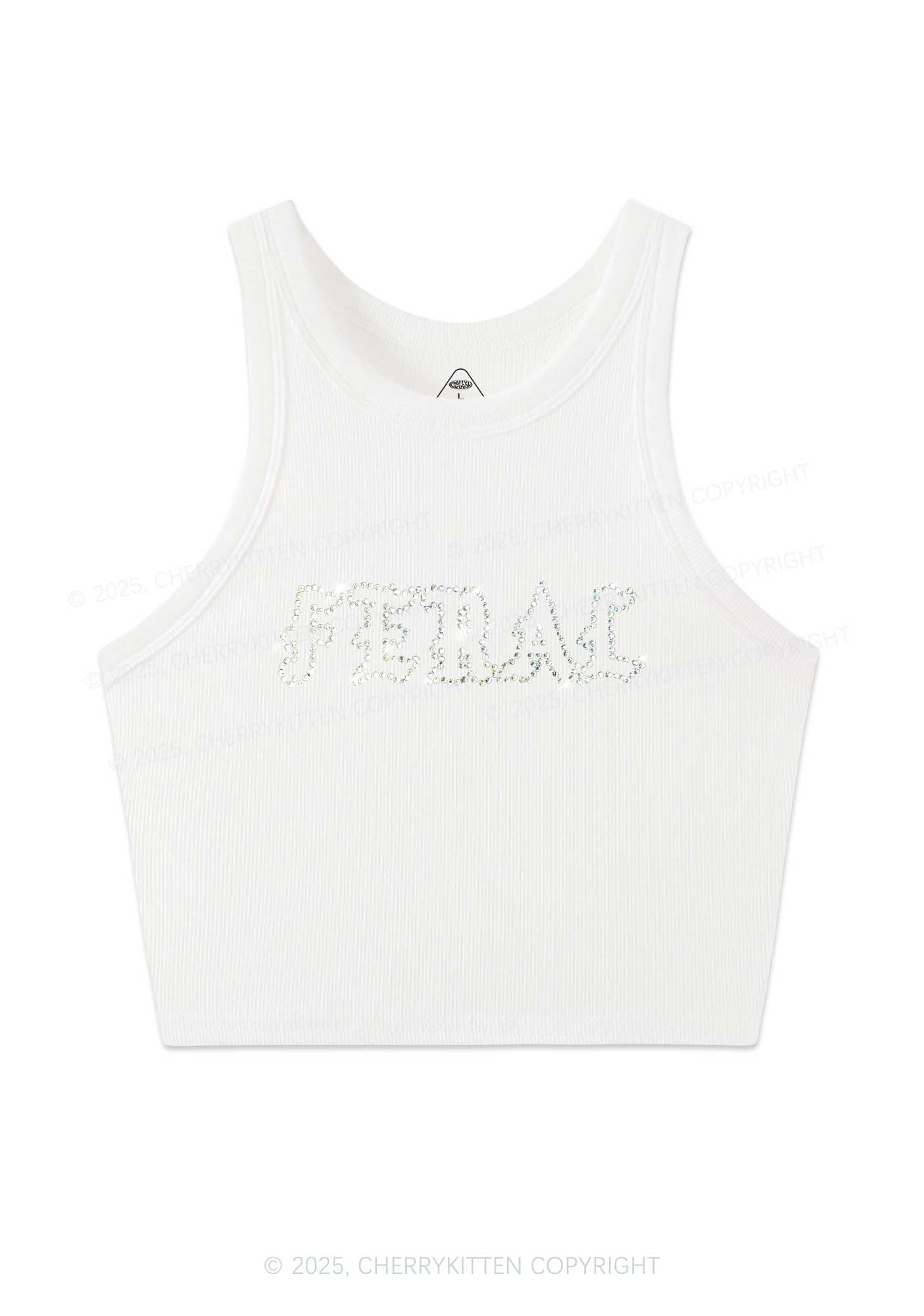 Rhinestone Feral Y2K Crop Tank Top Cherrykitten