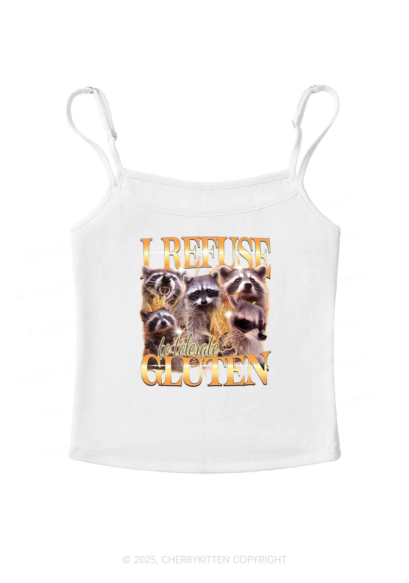 Raccoons Refuse Tolerate Gluten Y2K Spaghetti Strap Cami Cherrykitten