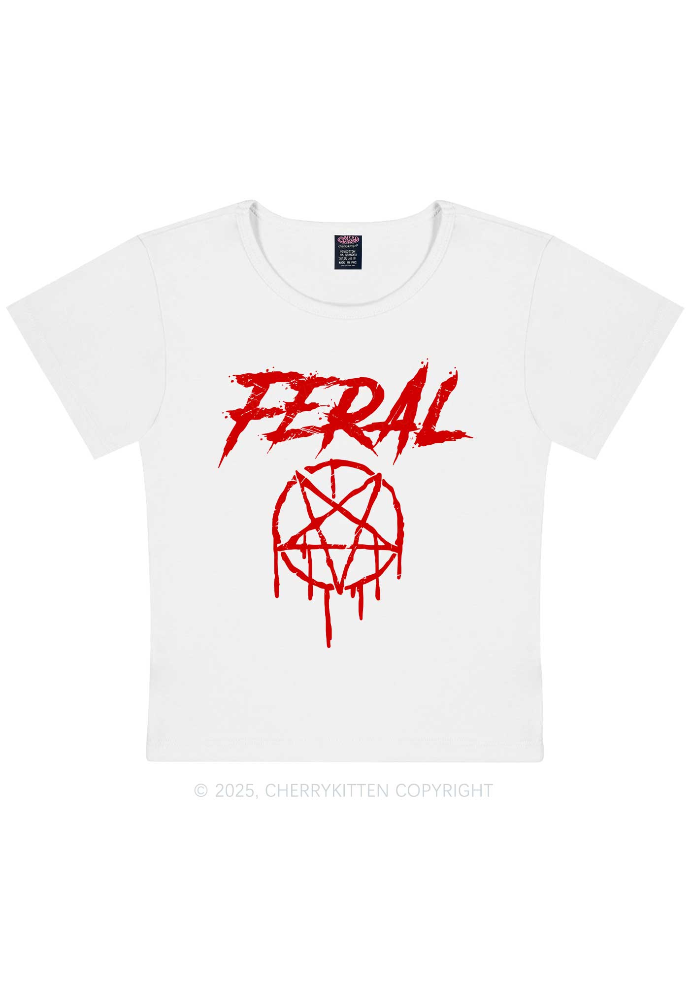 Halloween Feral Y2K Baby Tee Cherrykitten