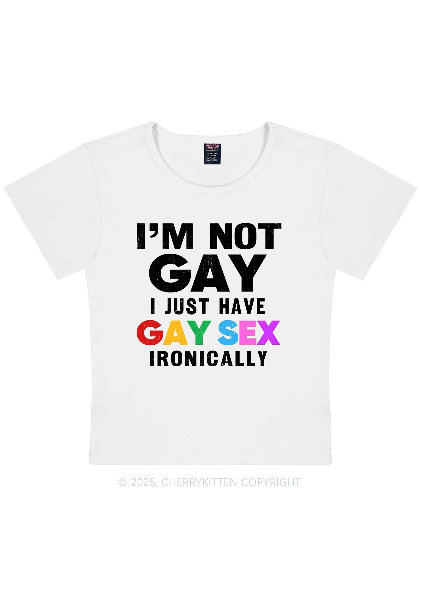 Gay Sx Ironically Pride Y2K Baby Tee Cherrykitten