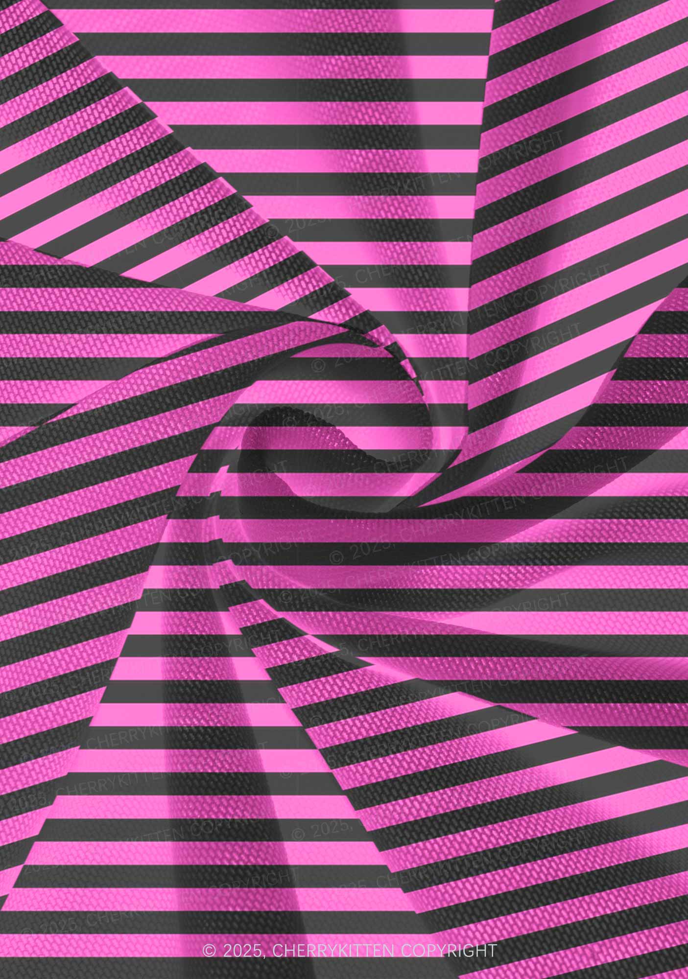 Pink And Black Stripe Valentine's Day Y2K Print Mini Layered Skirt Cherrykitten