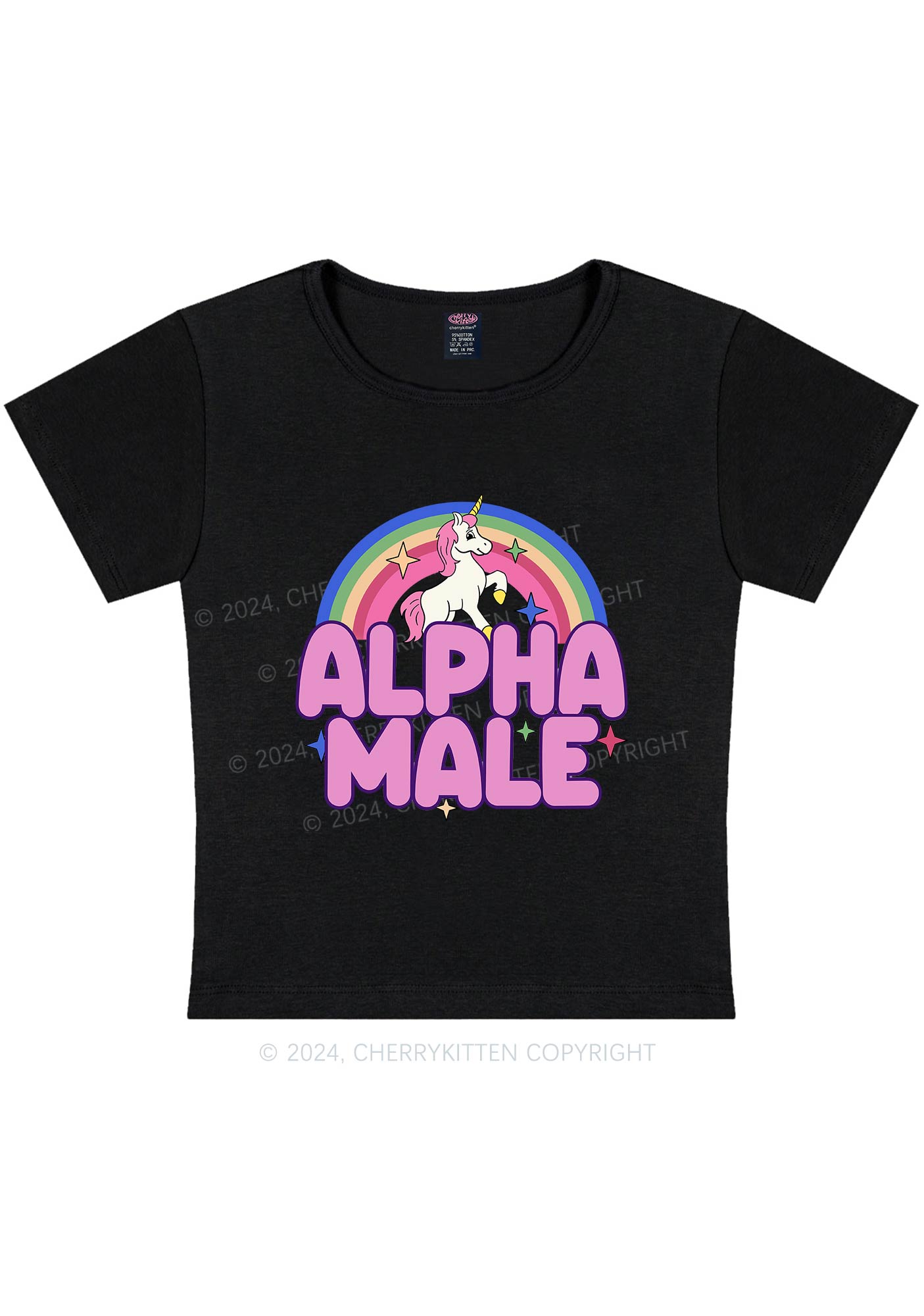Curvy Rainbow Unicorn Alpha Male Y2K Baby Tee Cherrykitten
