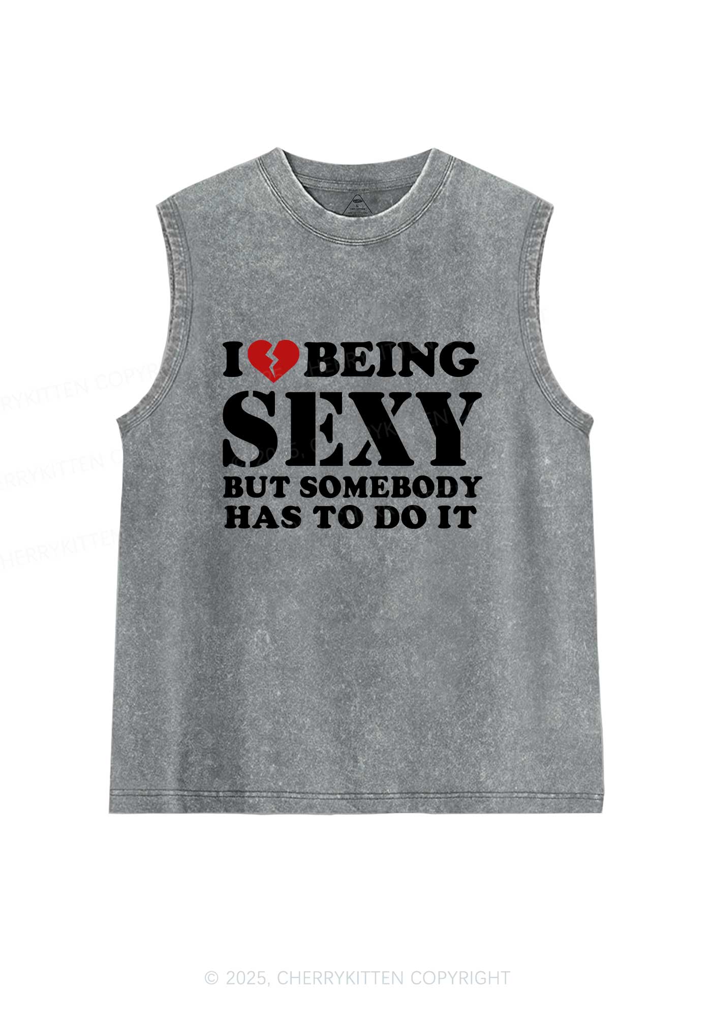 Being Sexy Tough Y2K Washed Muscle Tank Cherrykitten