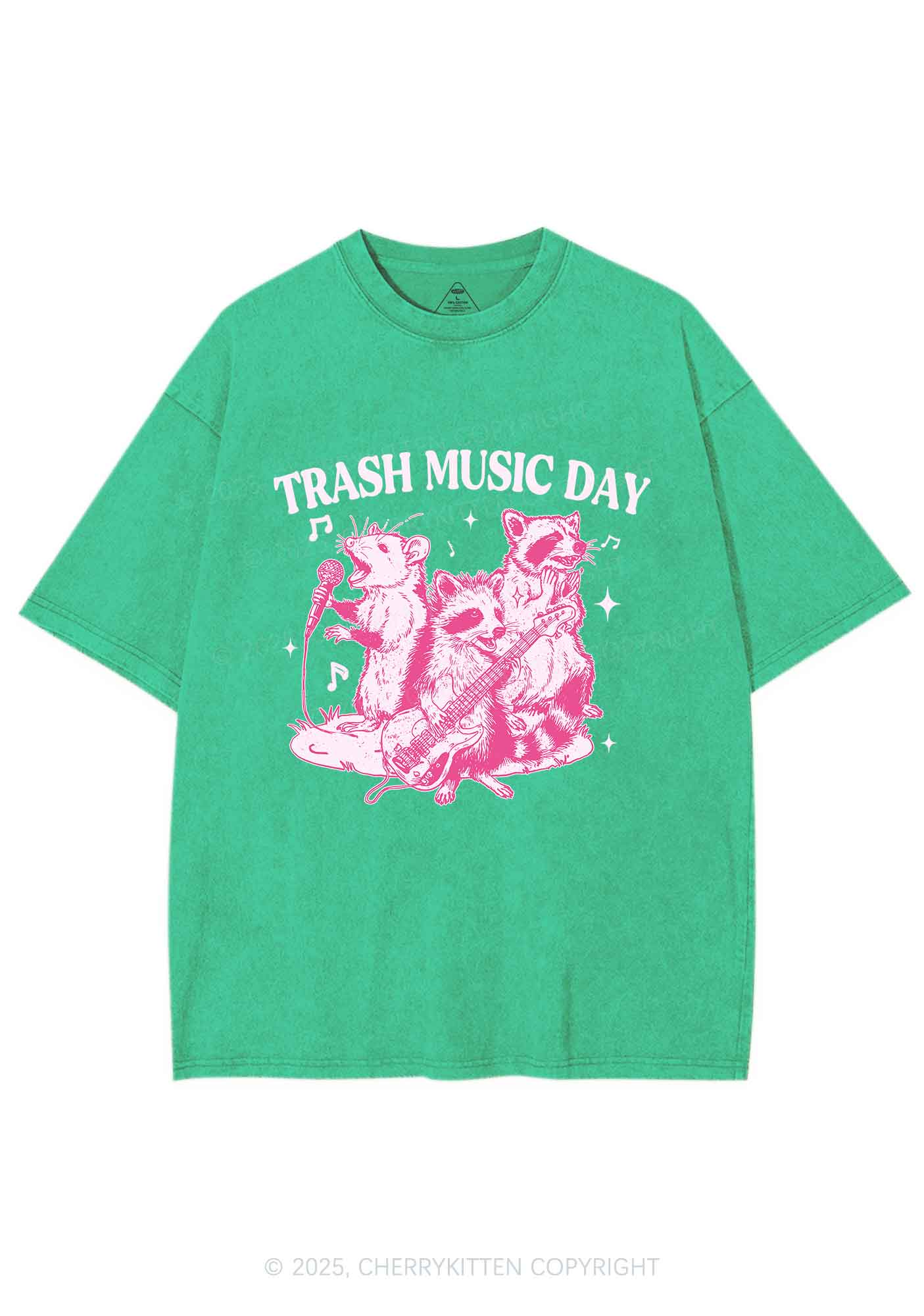 Trash Music Day Y2K Shirts Washed Tee Cherrykitten