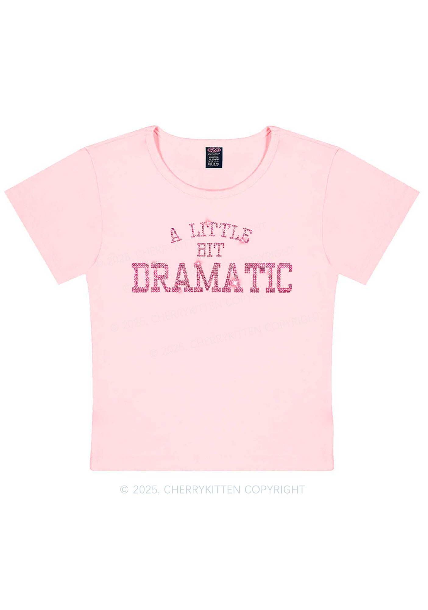 Rhinestone A Little Bit Dramatic Y2K Baby Tee Cherrykitten