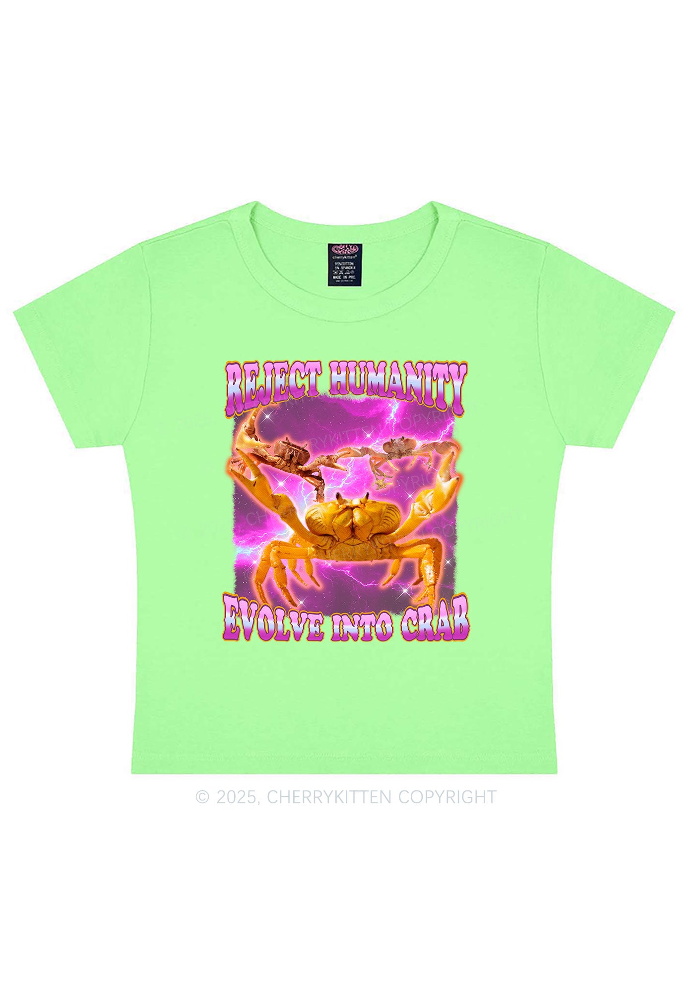 Reject Humanity Crab Y2K Baby Tee Cherrykitten