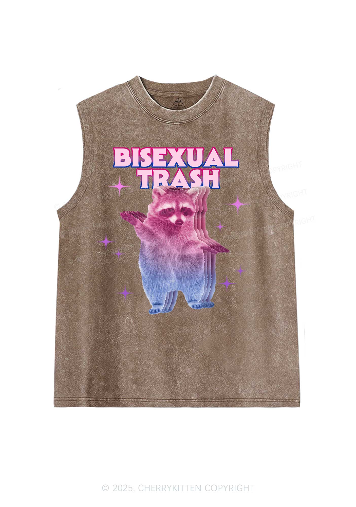 Bisexual Trash Raccoon Pride Y2K Washed Muscle Tank Cherrykitten