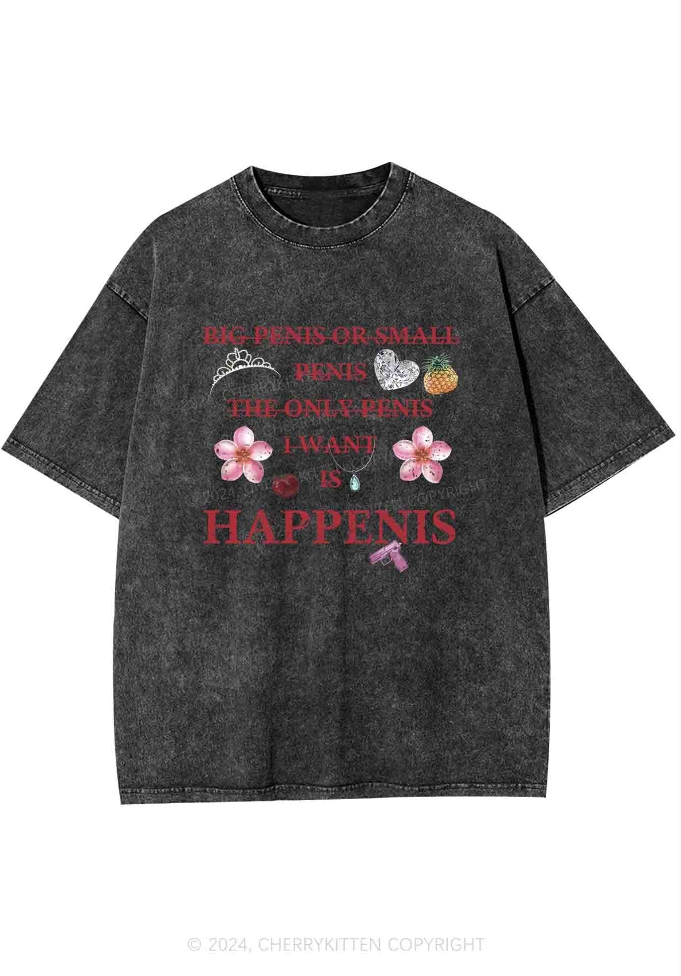 I Want Happenis Y2K Washed Tee Cherrykitten