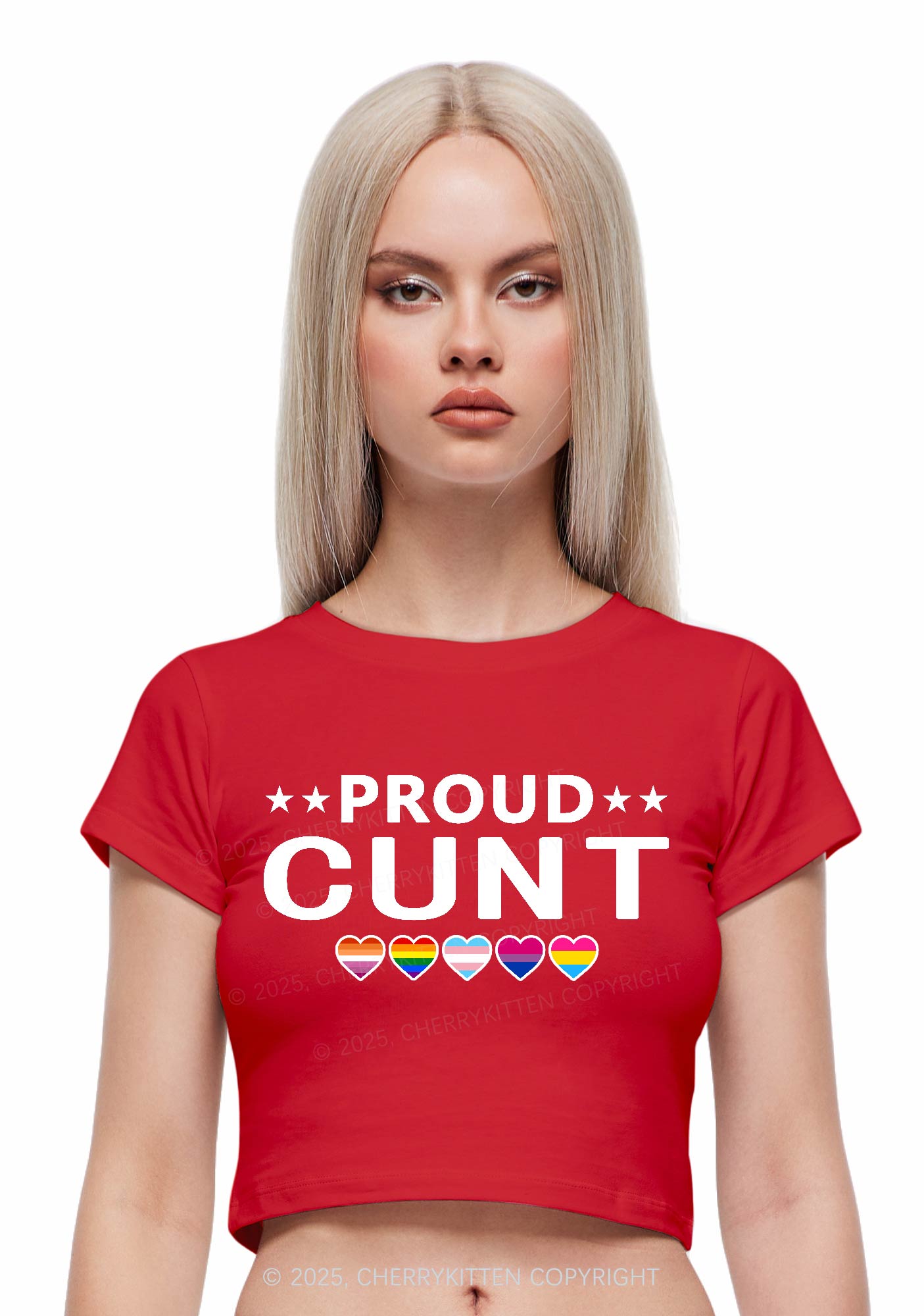 Proud Cxxt Pride Y2K Baby Tee Cherrykitten