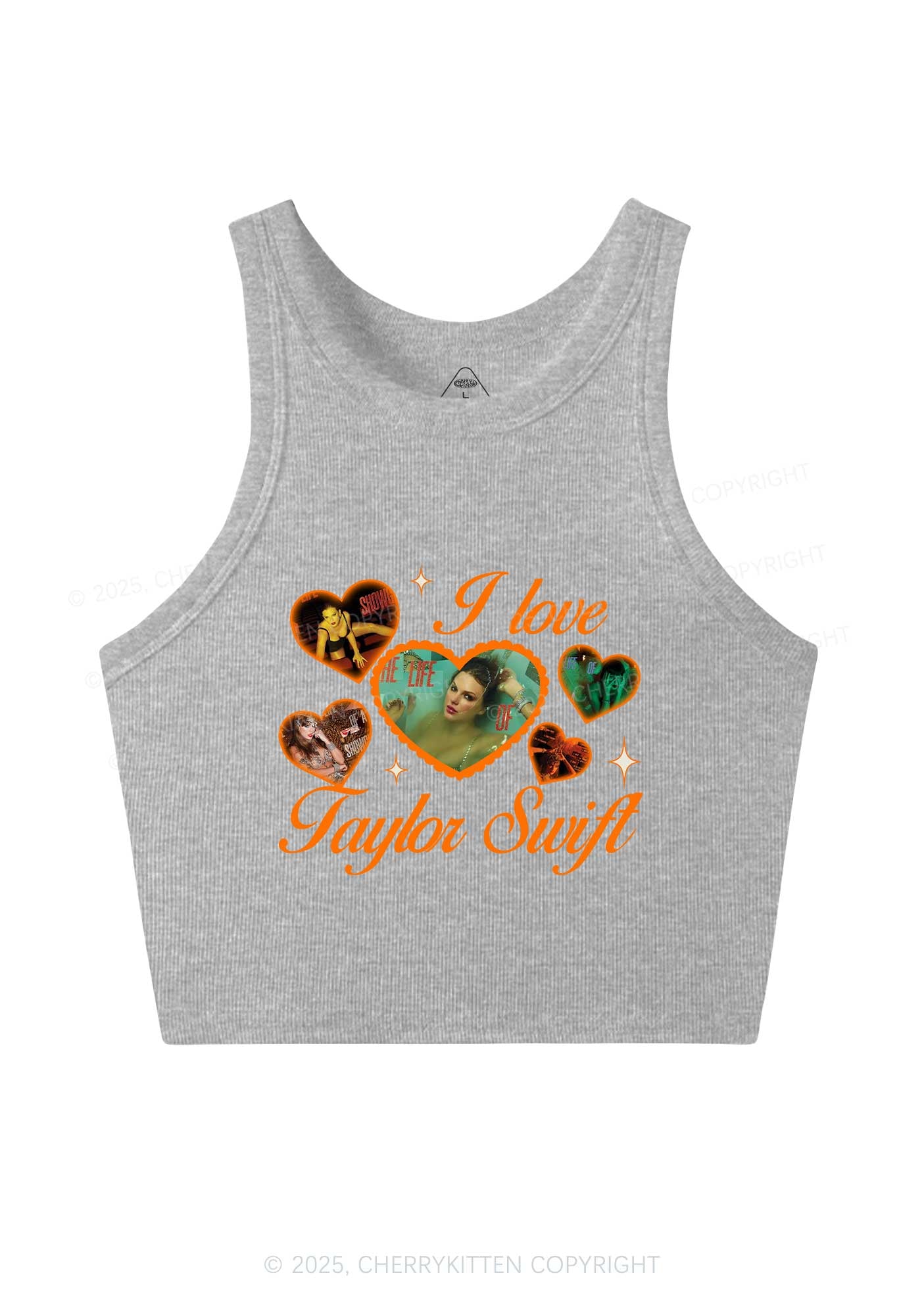 Love Heart TS Y2K Crop Tank Top Cherrykitten