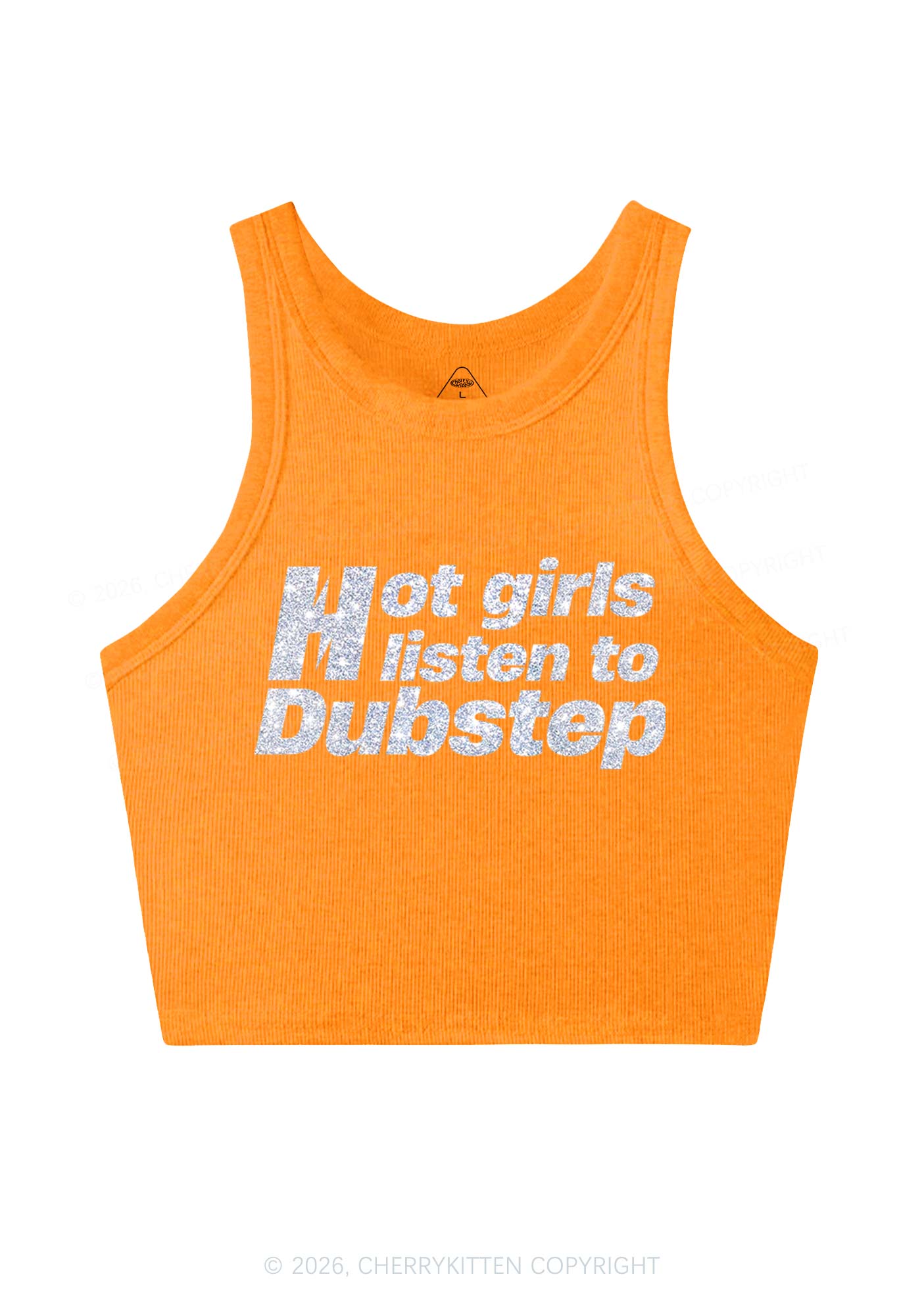 Glitter Hot Girls Listen To Dubstep Y2K Crop Tank Top Cherrykitten