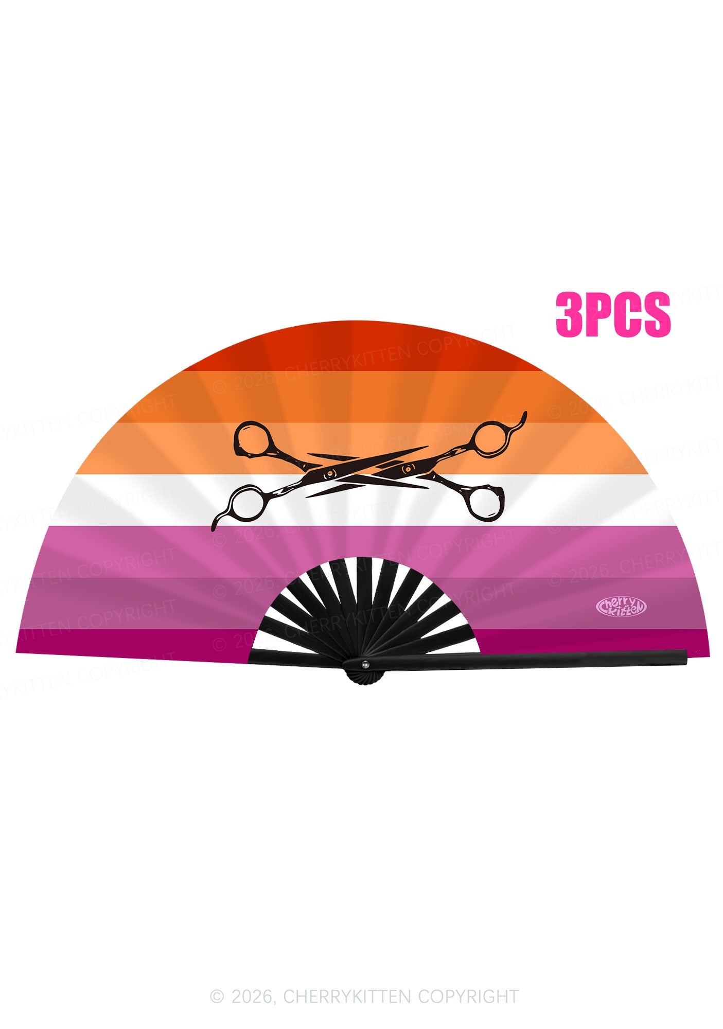 Black Scissors Lesbian Pride Y2K Rave Hand Fan Cherrykitten