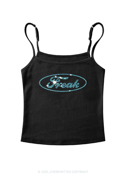 Rhinestone Oval Freak Y2K Spaghetti Strap Cami Cherrykitten