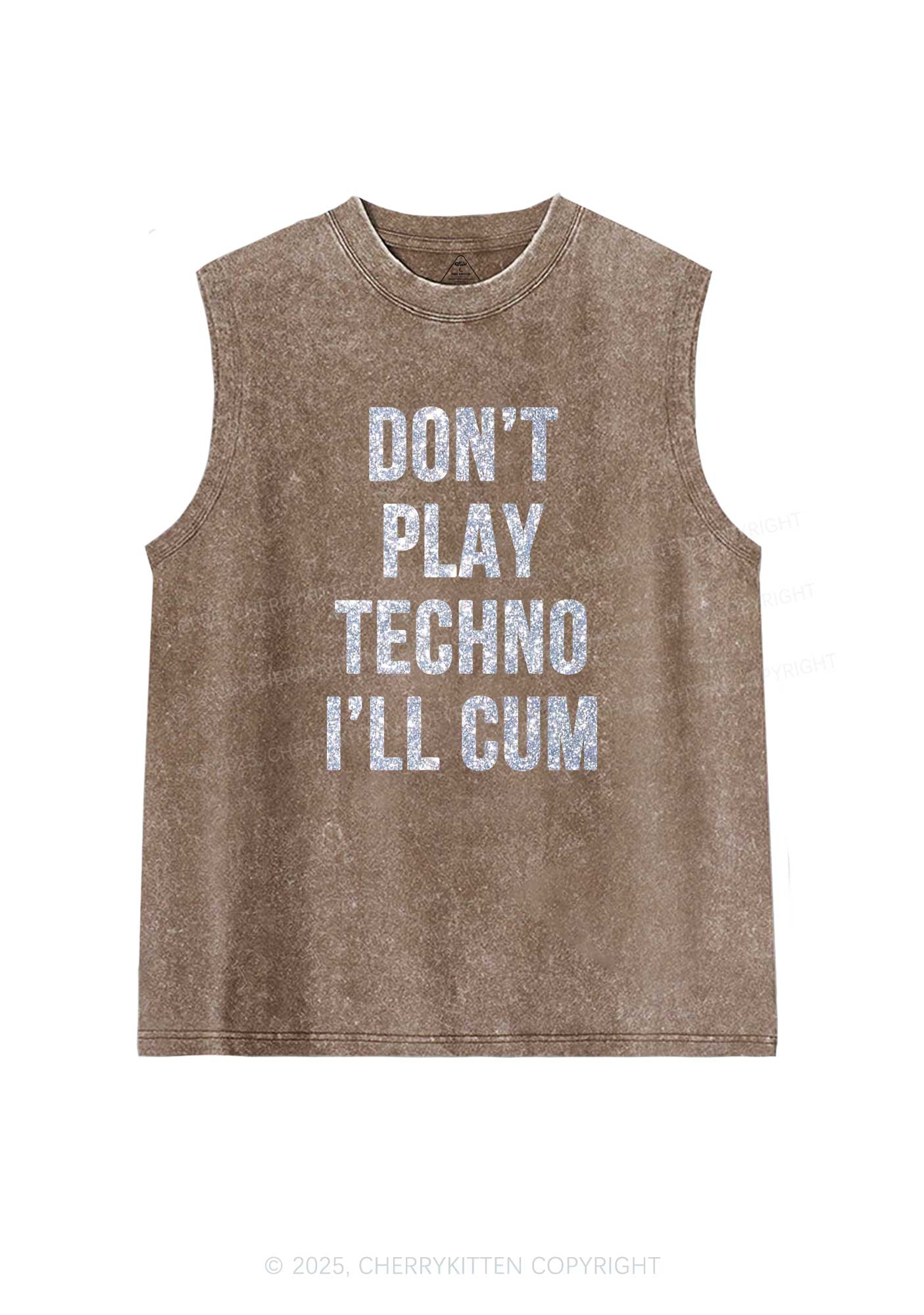 Glitter Dont Play Techno Y2K Washed Muscle Tank Cherrykitten