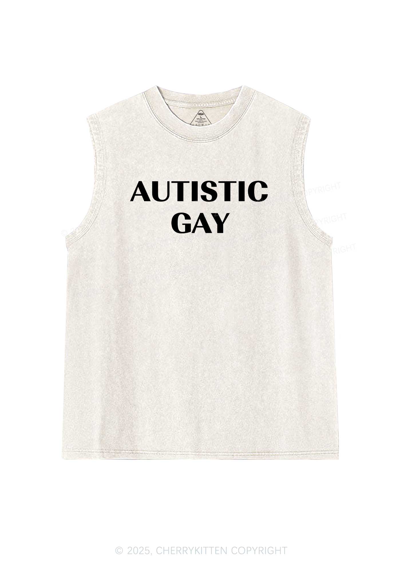 Autistic Gay Pride Y2K Washed Muscle Tank Cherrykitten