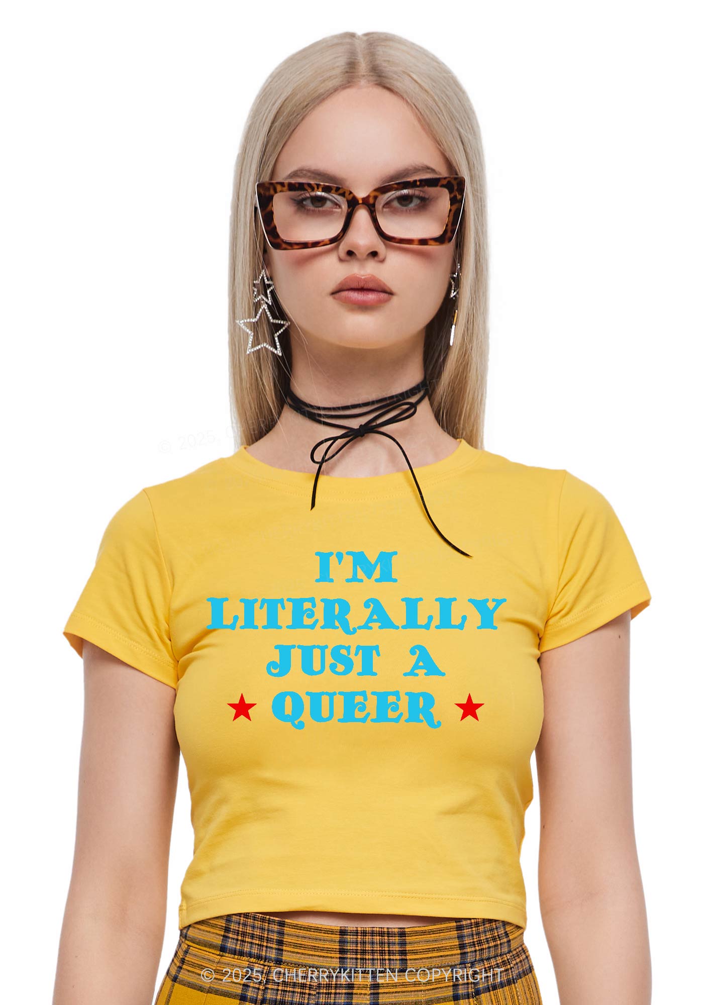 Just A Queer Pride Y2K Baby Tee Cherrykitten
