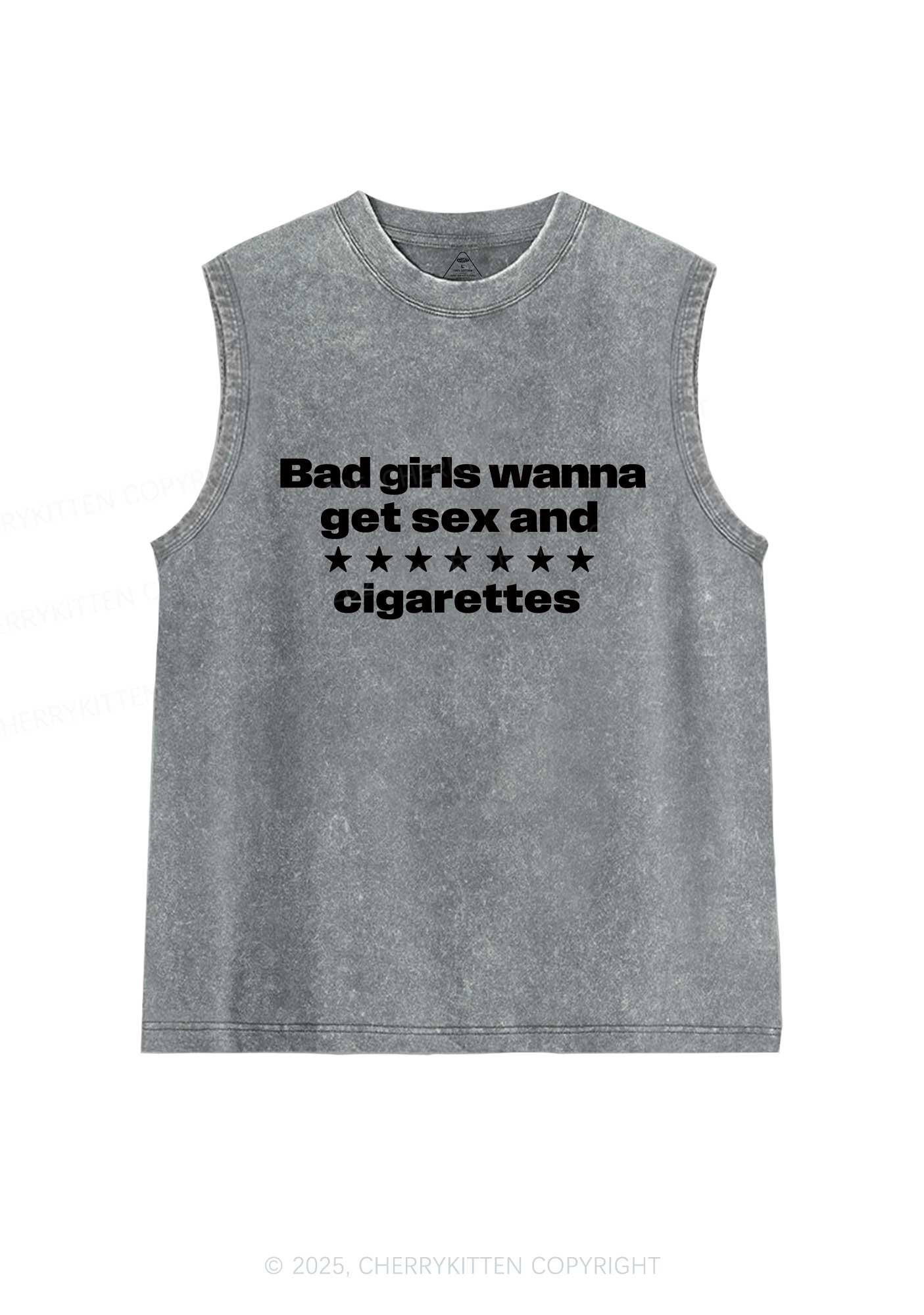 Wanna Sxx Cigarettes Y2K Washed Muscle Tank Cherrykitten