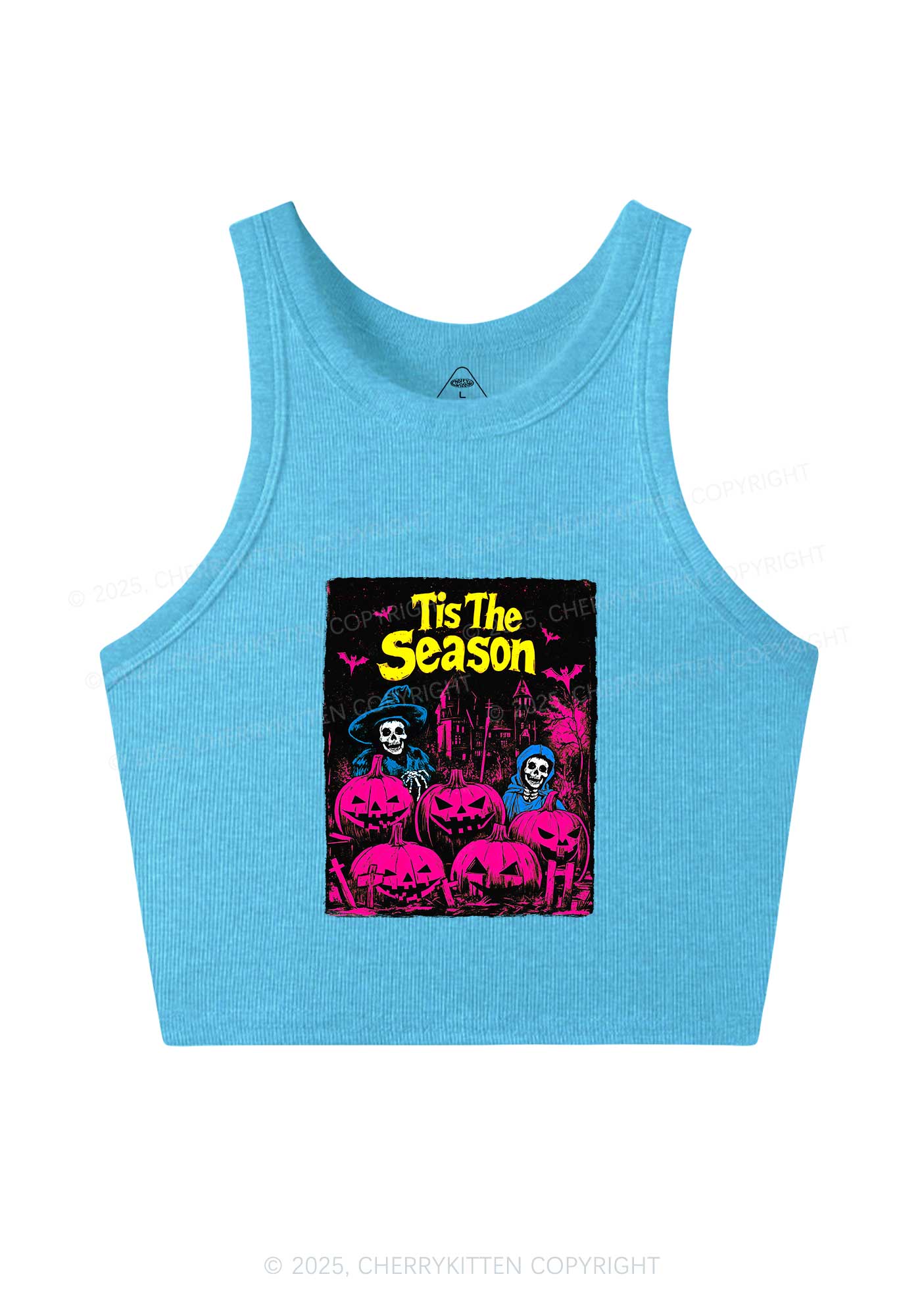 Halloween Tis The Season Skull Y2K Crop Tank Top Cherrykitten