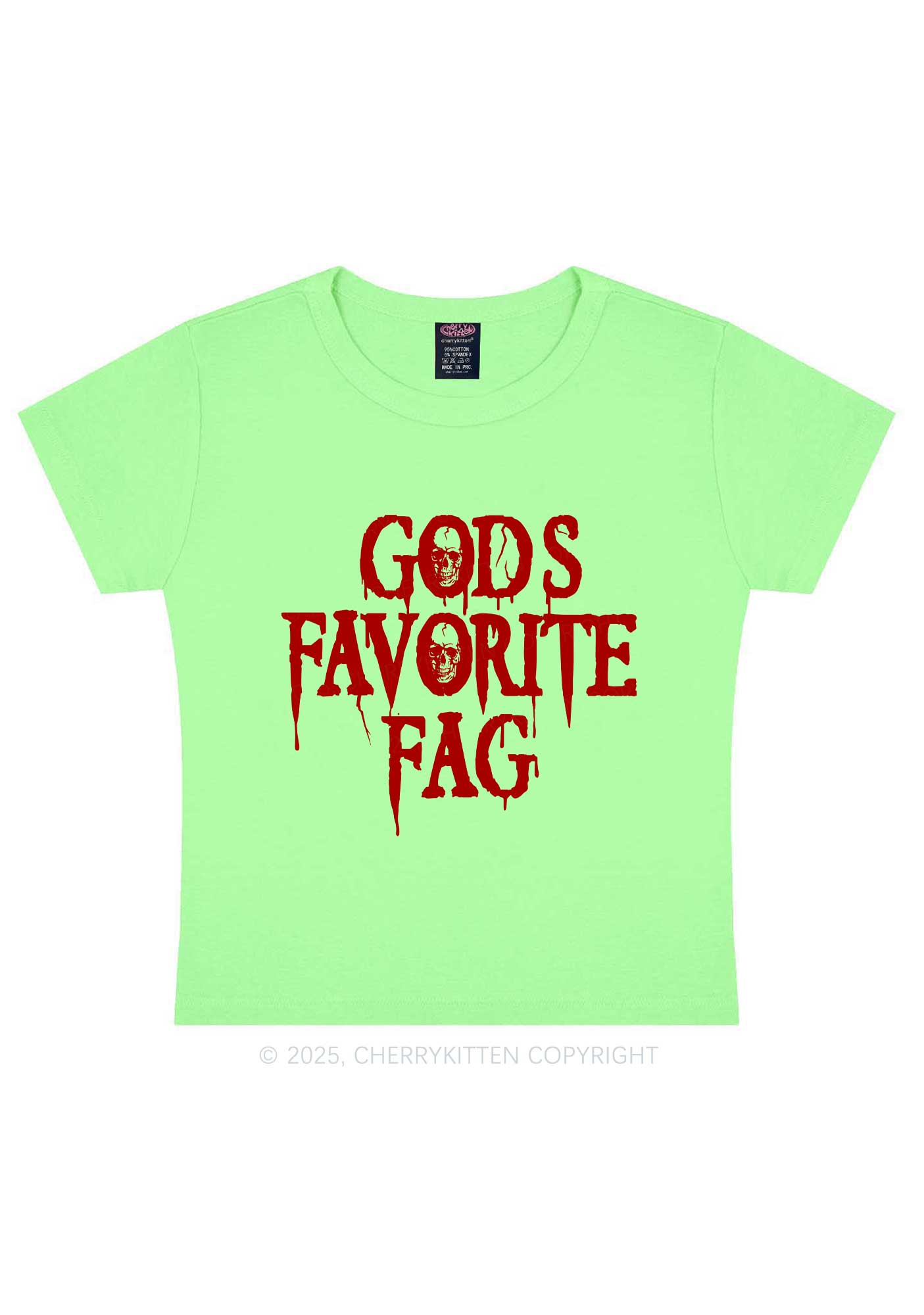 Halloween Gods Favorite Fag Pride Y2K Baby Tee Cherrykitten