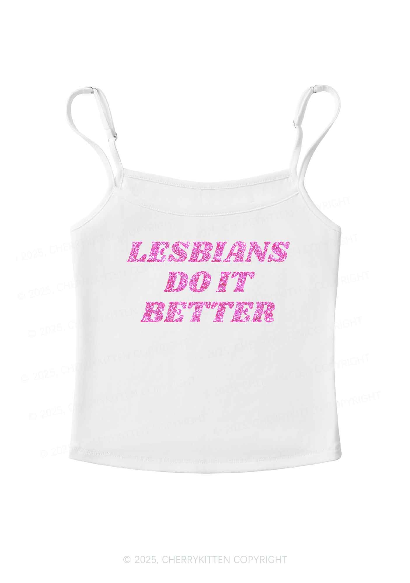 Glitter Lesbians Do It Better Pride Y2K Spaghetti Strap Cami Cherrykitten