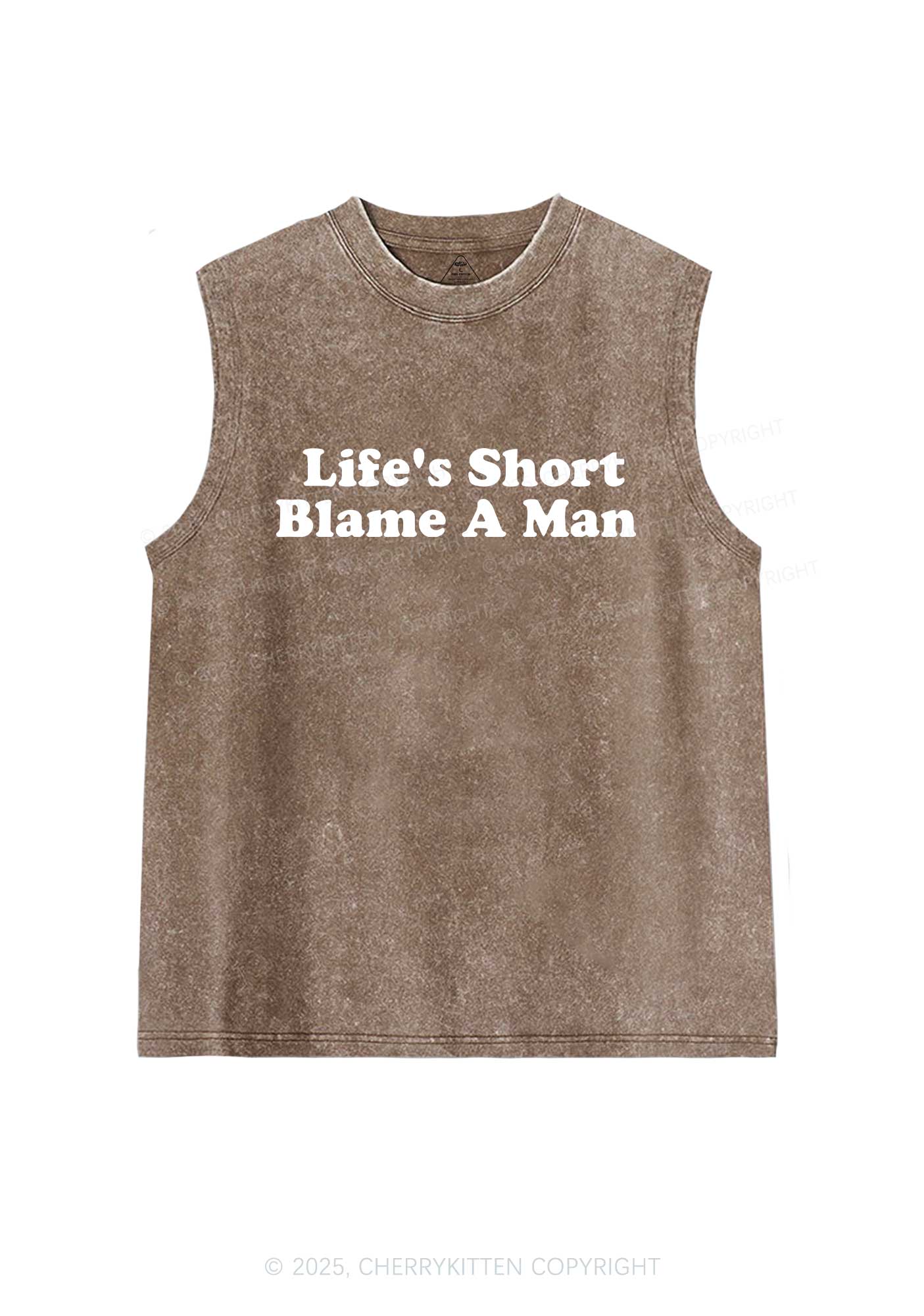 Blame A Man Y2K Washed Muscle Tank Cherrykitten