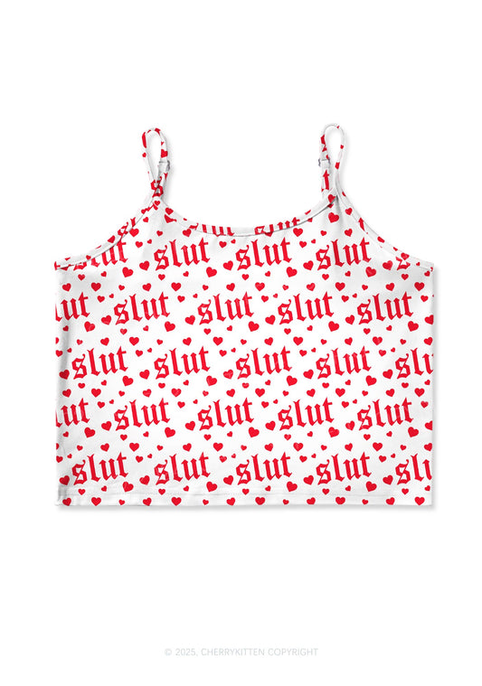 Slxt Red Heart Y2K Print Cami Crop Top Cherrykitten