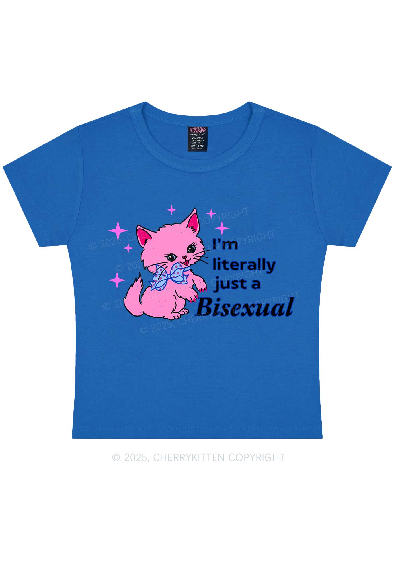 Literally Just A Bisexual Pride Y2K Baby Tee Cherrykitten