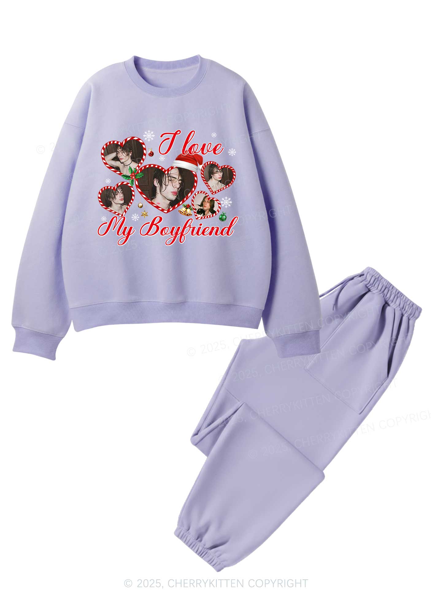 Custom Christmas I Love My GF Y2K Fleece Sweatshirts Set Cherrykitten