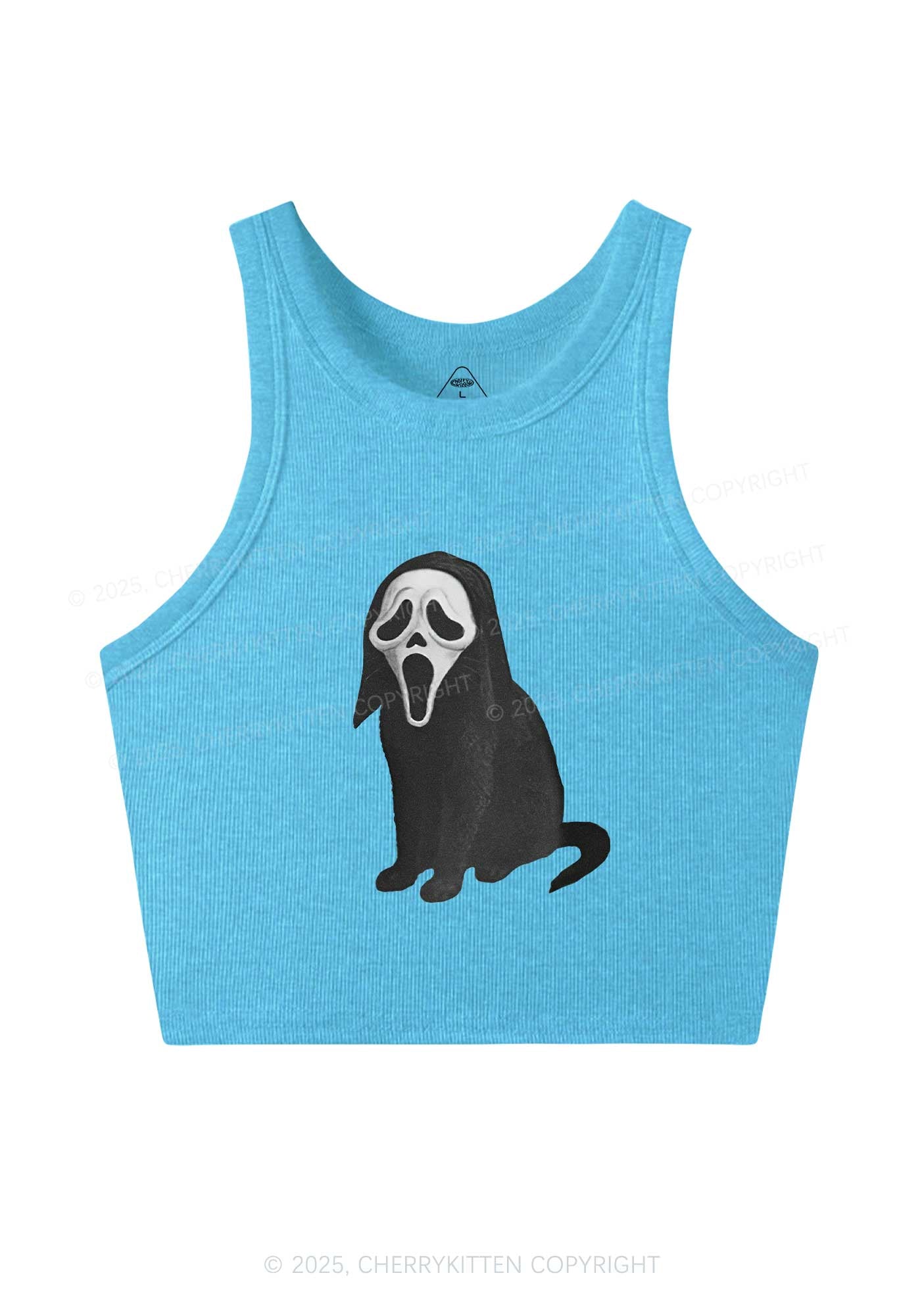Halloween Ghostcat Y2K Crop Tank Top Cherrykitten