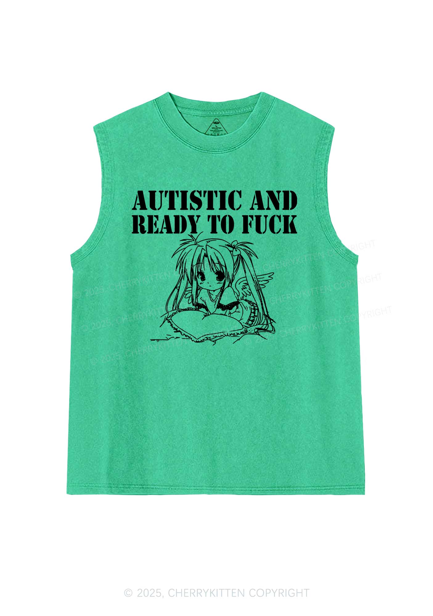 Autistic Ready To Fxxk Y2K Washed Muscle Tank Cherrykitten
