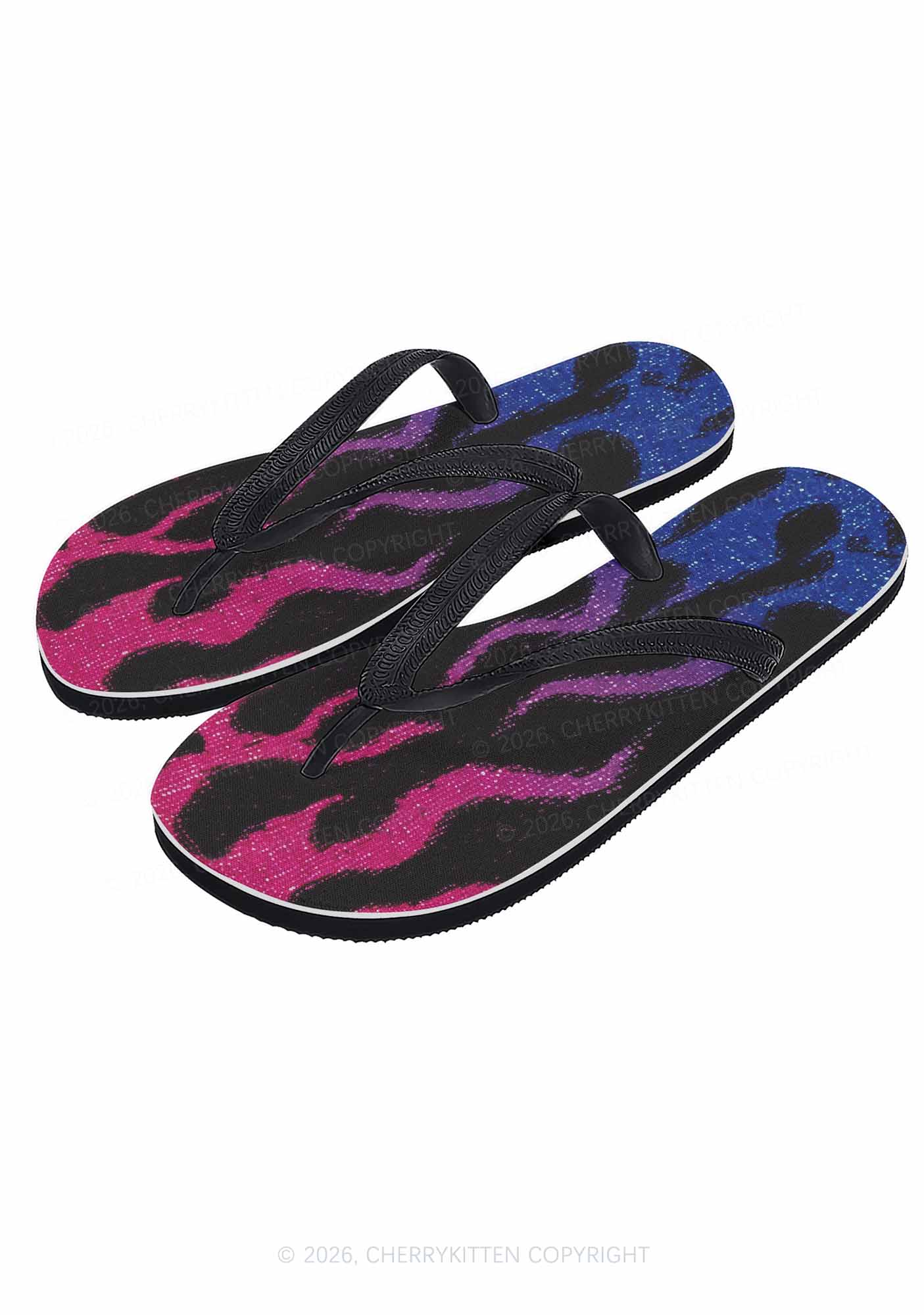Bisexual Flame Pride Y2K Print Flip Flops Cherrykitten