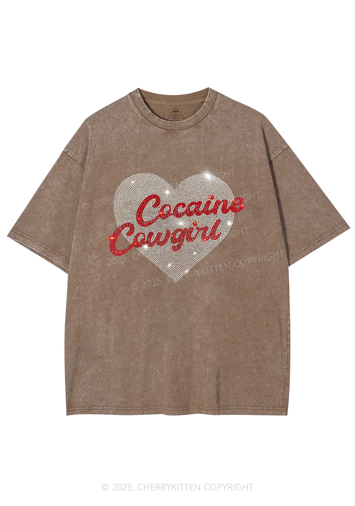 Rhinestone Cola Cowgirl Y2K Shirts Washed Tee Cherrykitten