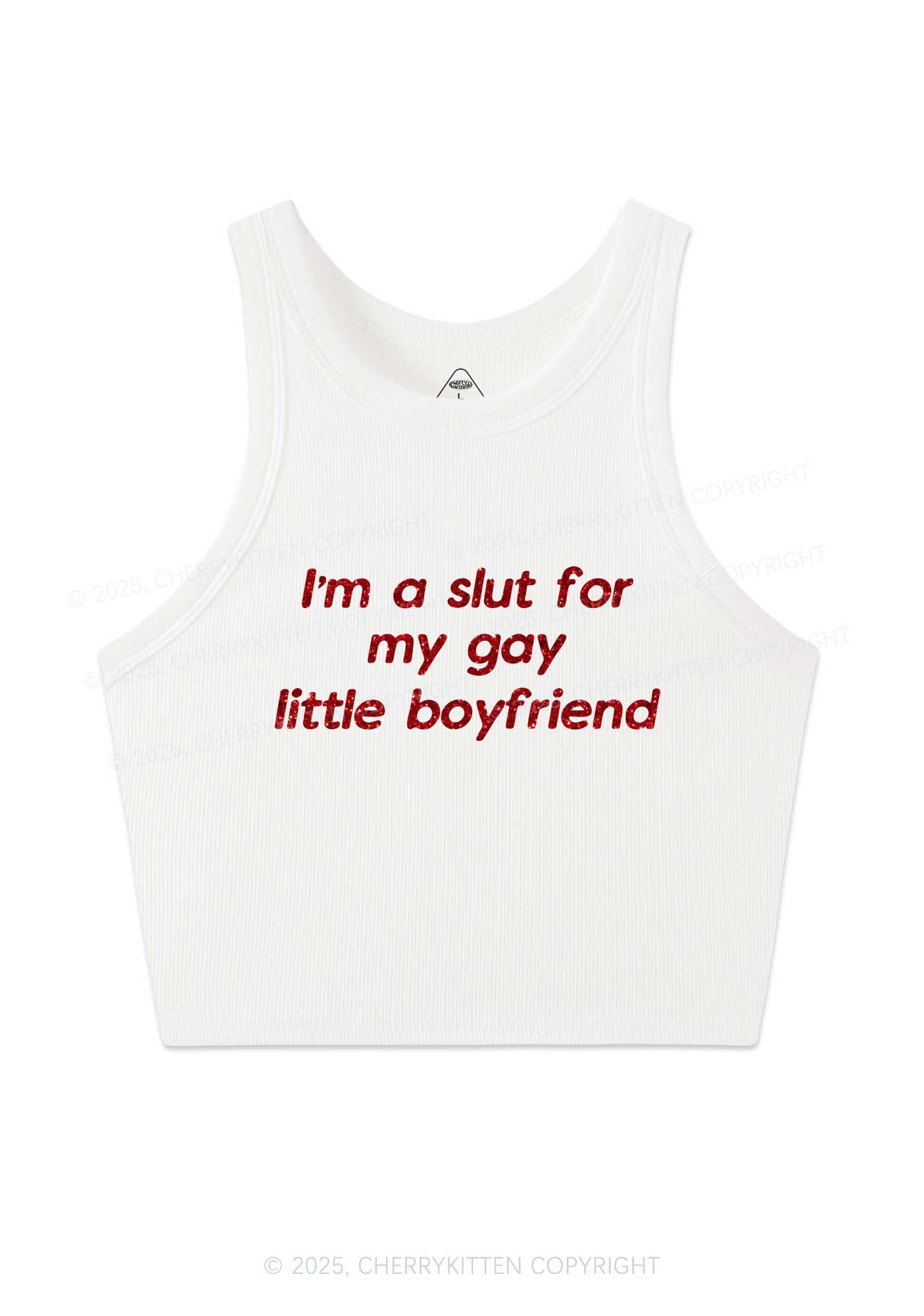 Glitter Slxt For My Gay BF Y2K Crop Tank Top Cherrykitten