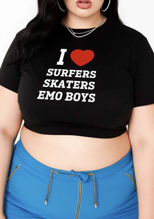 Curvy I Love Surfers Skaters Emo Boys Baby Tee