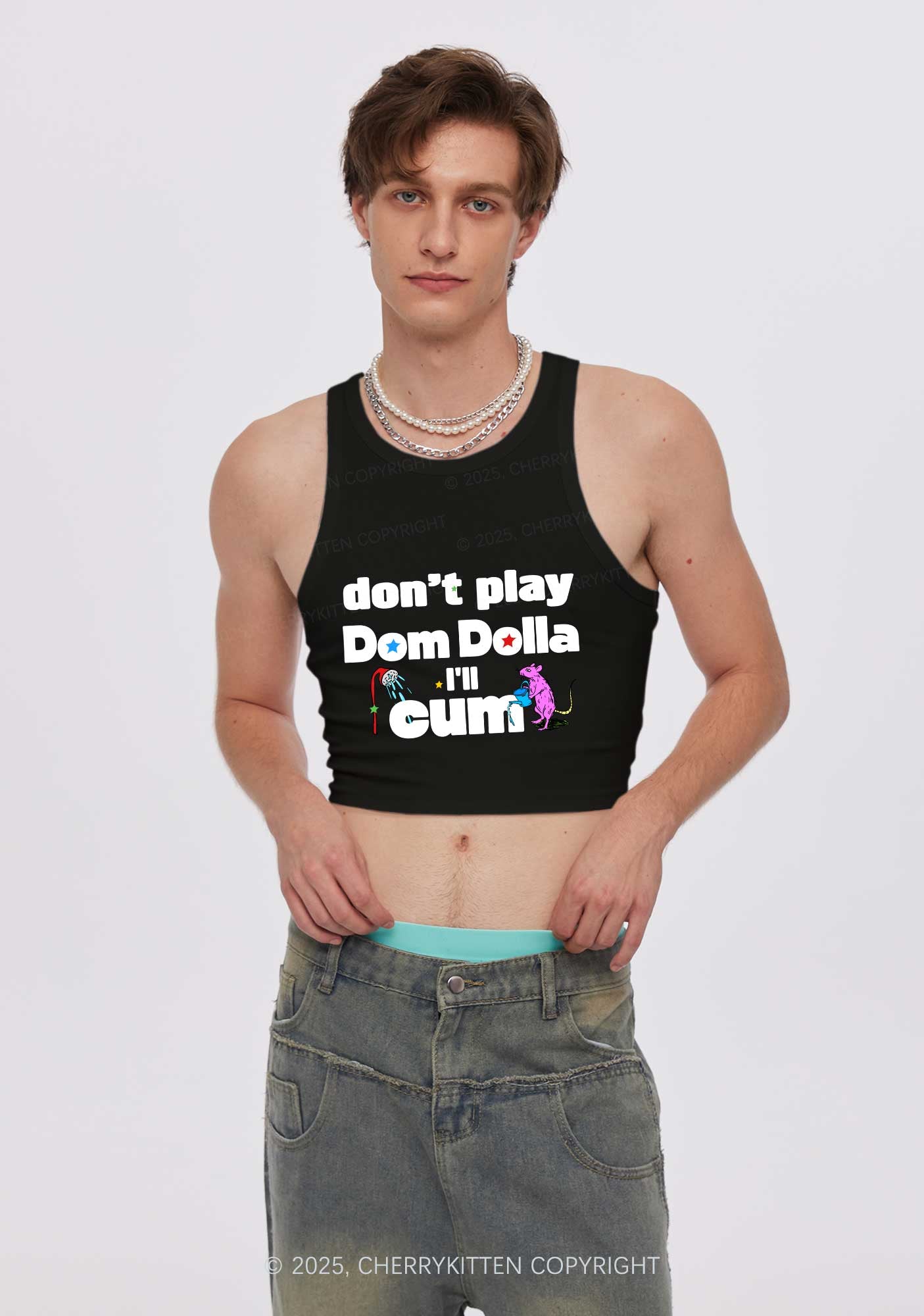 Do Not Play Dom Y2K Crop Tank Top Cherrykitten