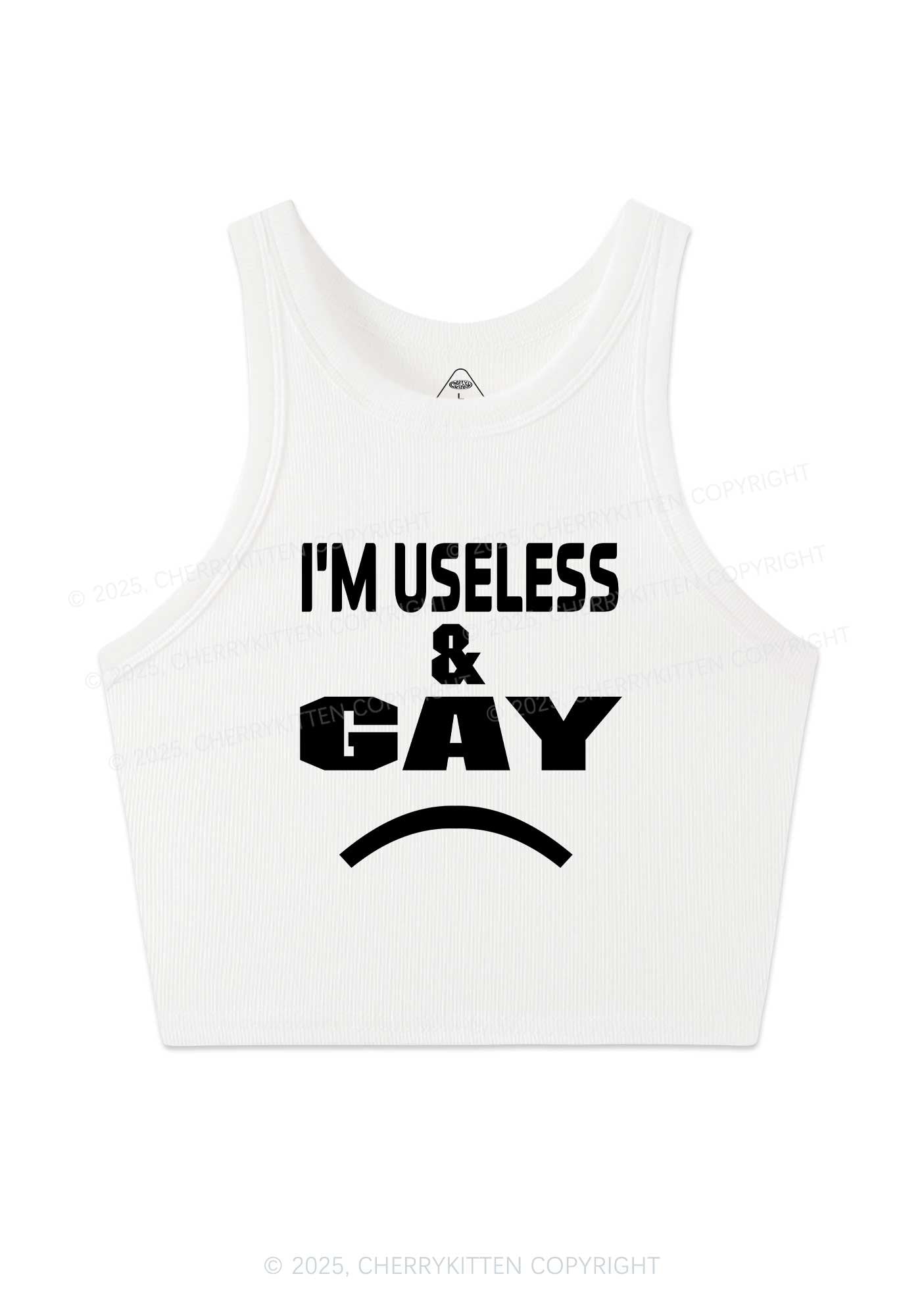 Useless Gay Pride Y2K Crop Tank Top Cherrykitten