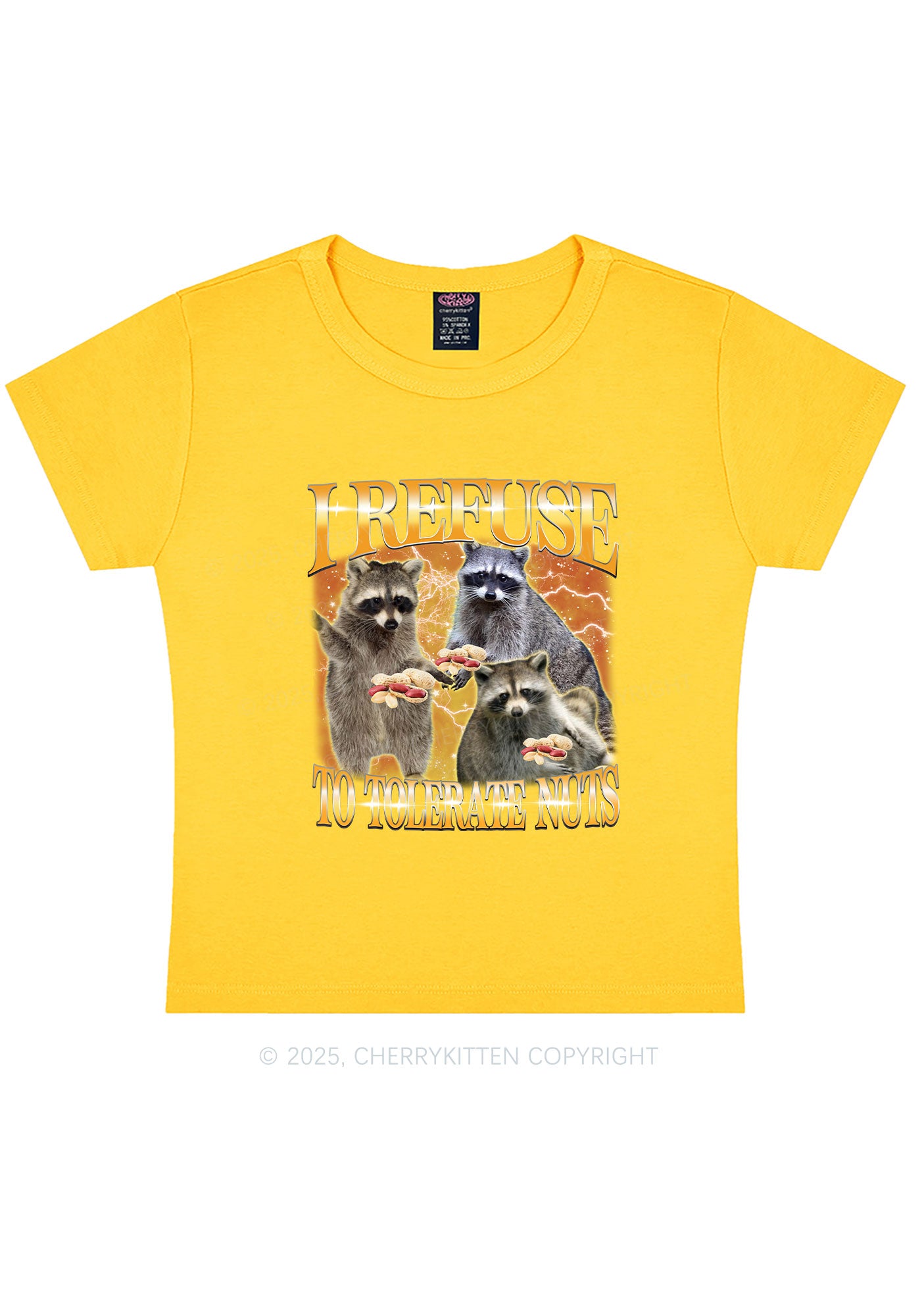 Retro Raccoon Nuts Y2K Baby Tee Cherrykitten