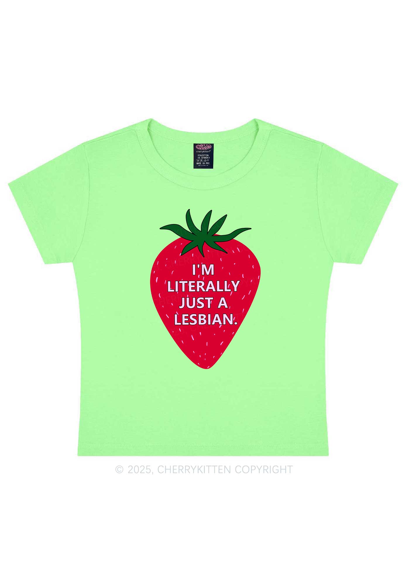 Lesbian Strawberry Pride Y2K Baby Tee Cherrykitten