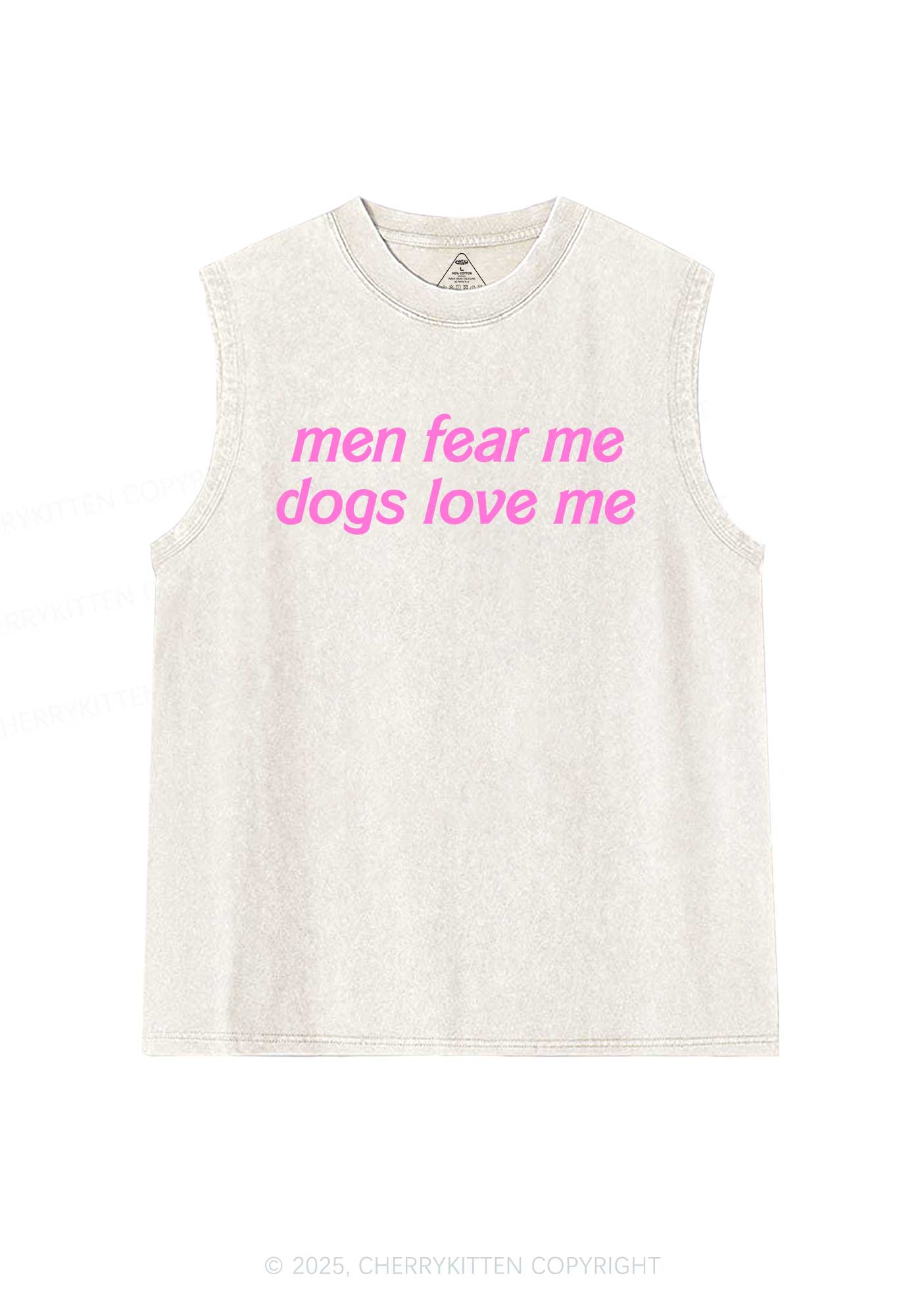 Men Fear Me Y2K Washed Muscle Tank Cherrykitten