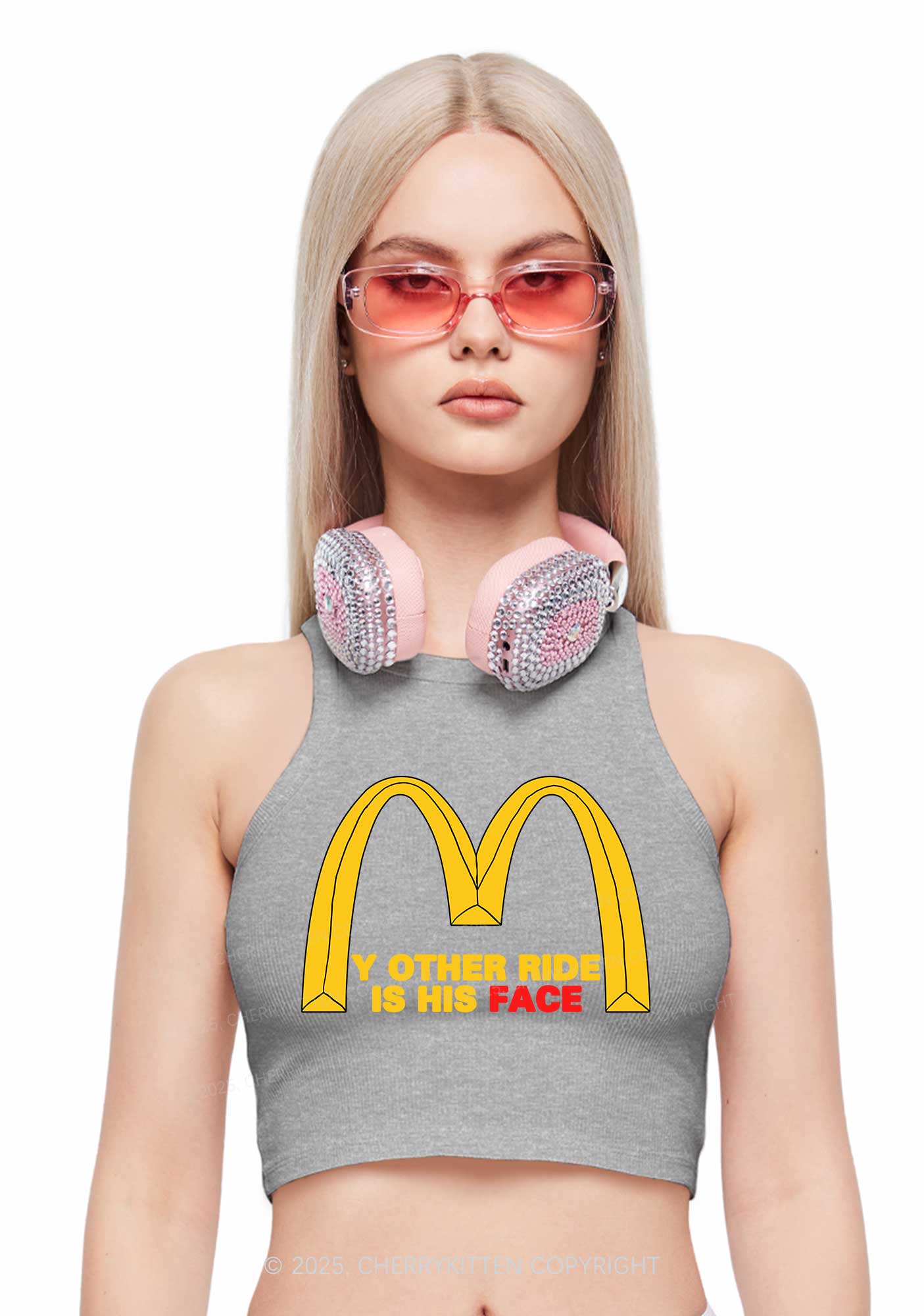 Ride His Face Y2K Crop Tank Top Cherrykitten