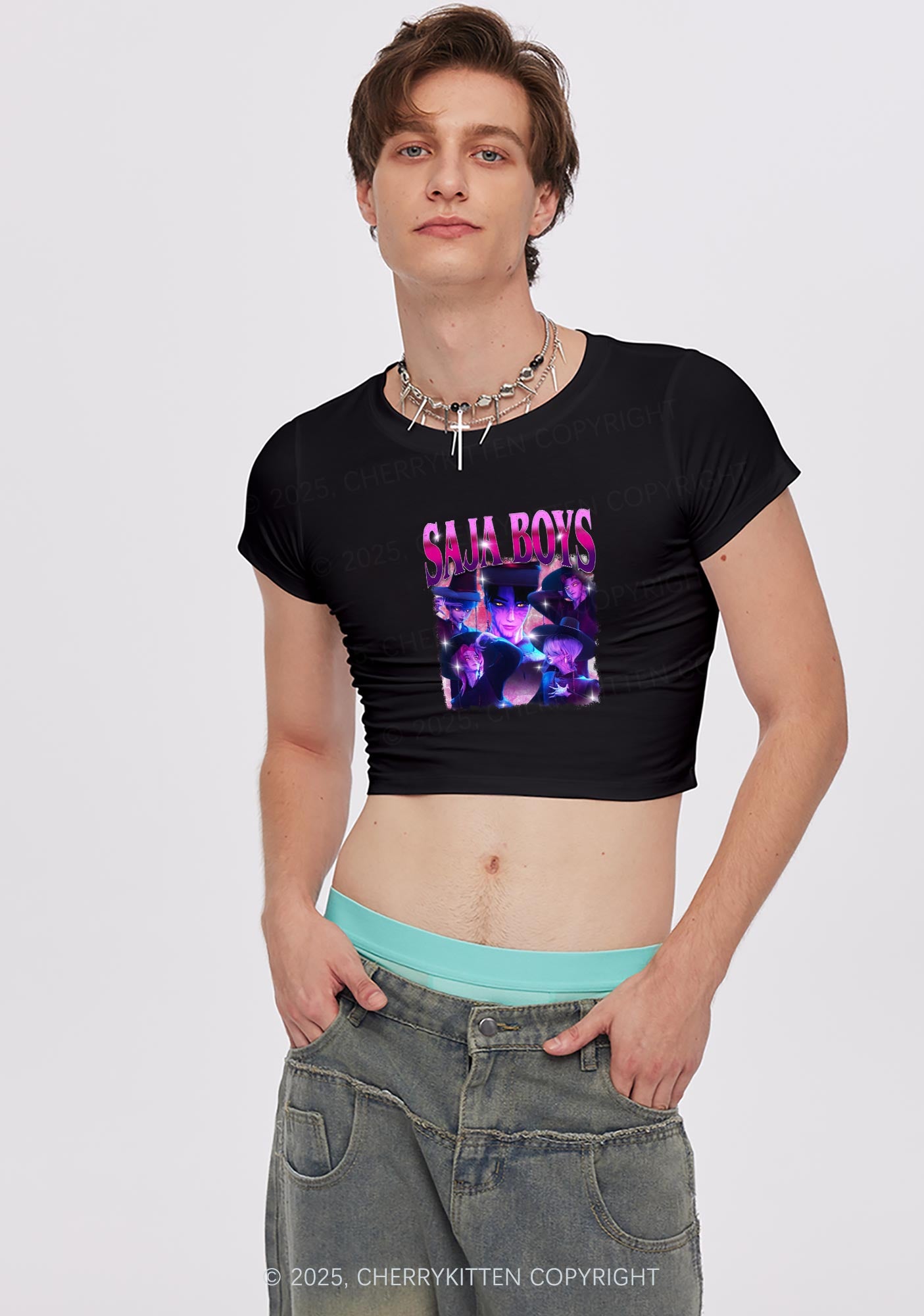 Kpop Boy Group Y2K Baby Tee Cherrykitten