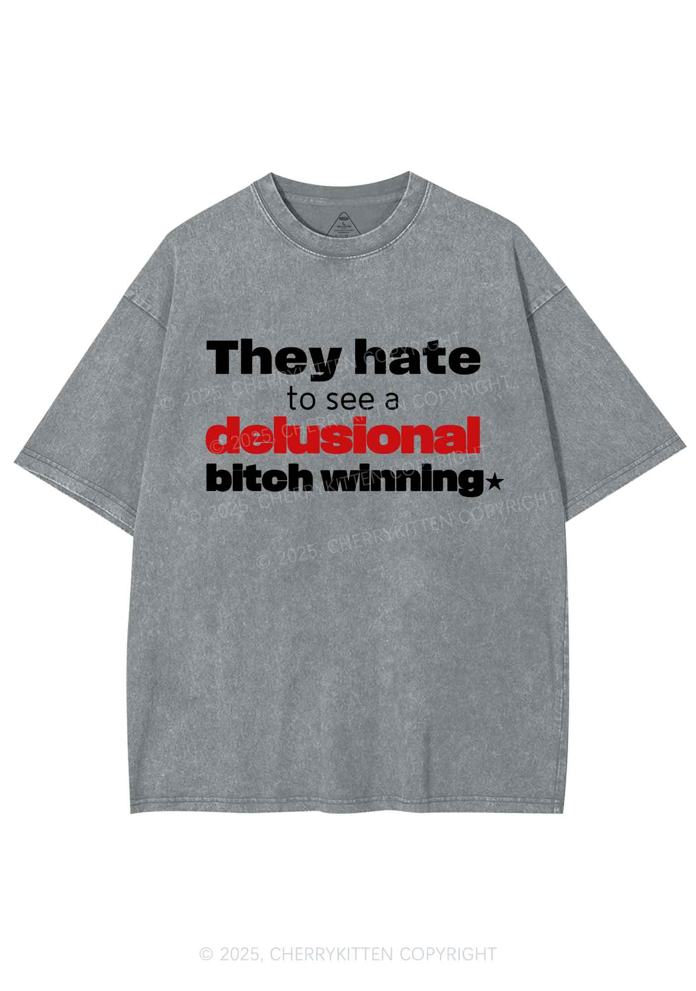Delusional Bxtch Winning Y2K Shirts Washed Tee Cherrykitten