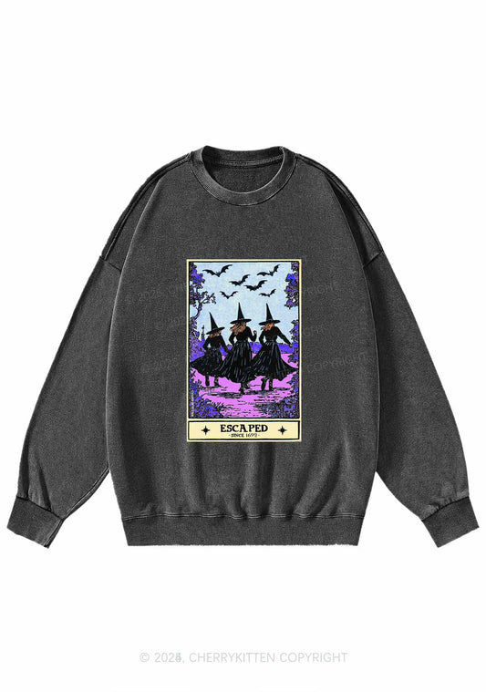 Halloween Escaped Witch Y2K Washed Sweatshirts Cherrykitten