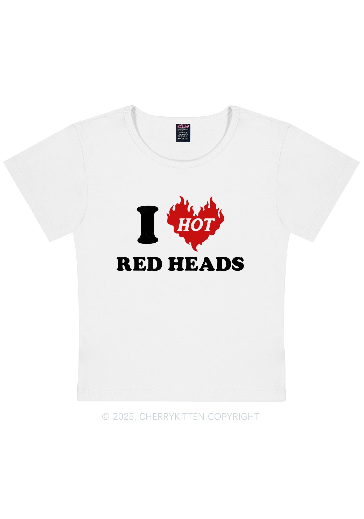 I Love Hot Red Heads Y2K Baby Tee Cherrykitten