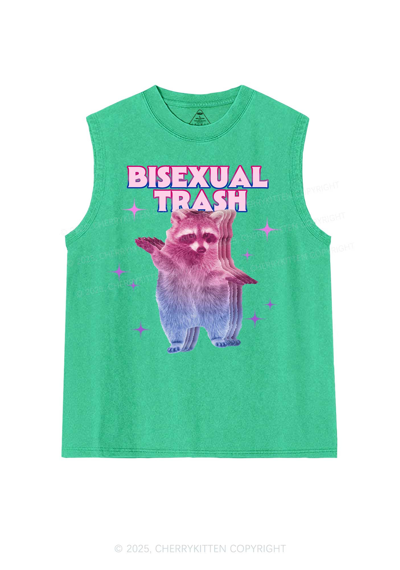 Bisexual Trash Raccoon Pride Y2K Washed Muscle Tank Cherrykitten
